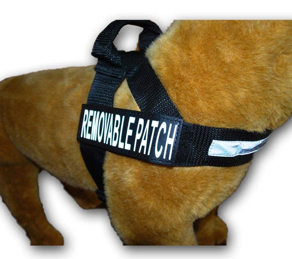 No Pull Service Dog Harness with Reflective Straps & Removable Training Patches - Adjustable Nylon Guide Harness for Assistance Dogs (Medium 22-29