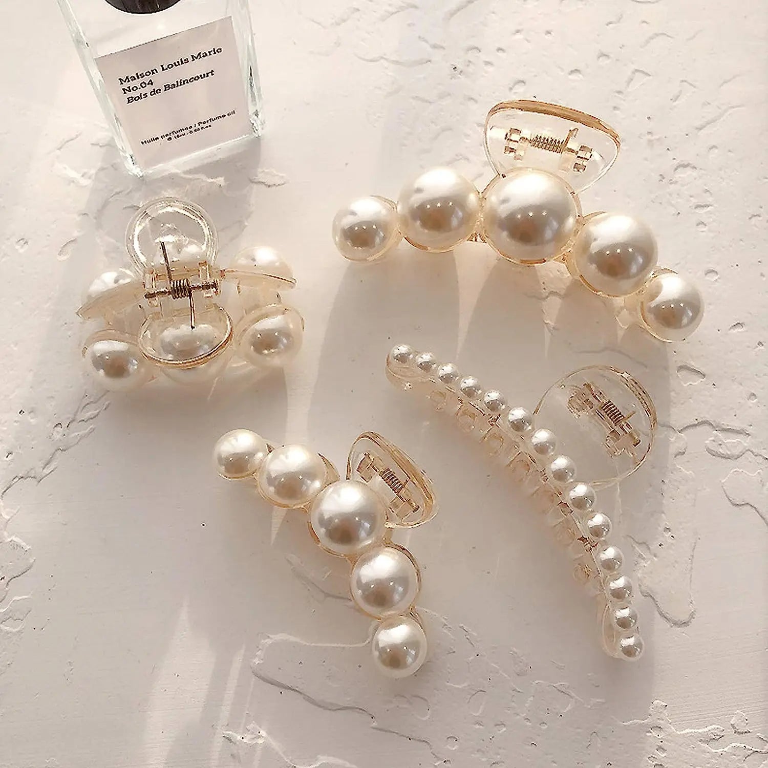 Elegant Large Pearl Hair Claws for Women - Korean Style Acrylic Hair Clips, Big Size Barrettes & Shark Clips - Fashion Hair Accessories for Parties, Weddings & Daily Styling