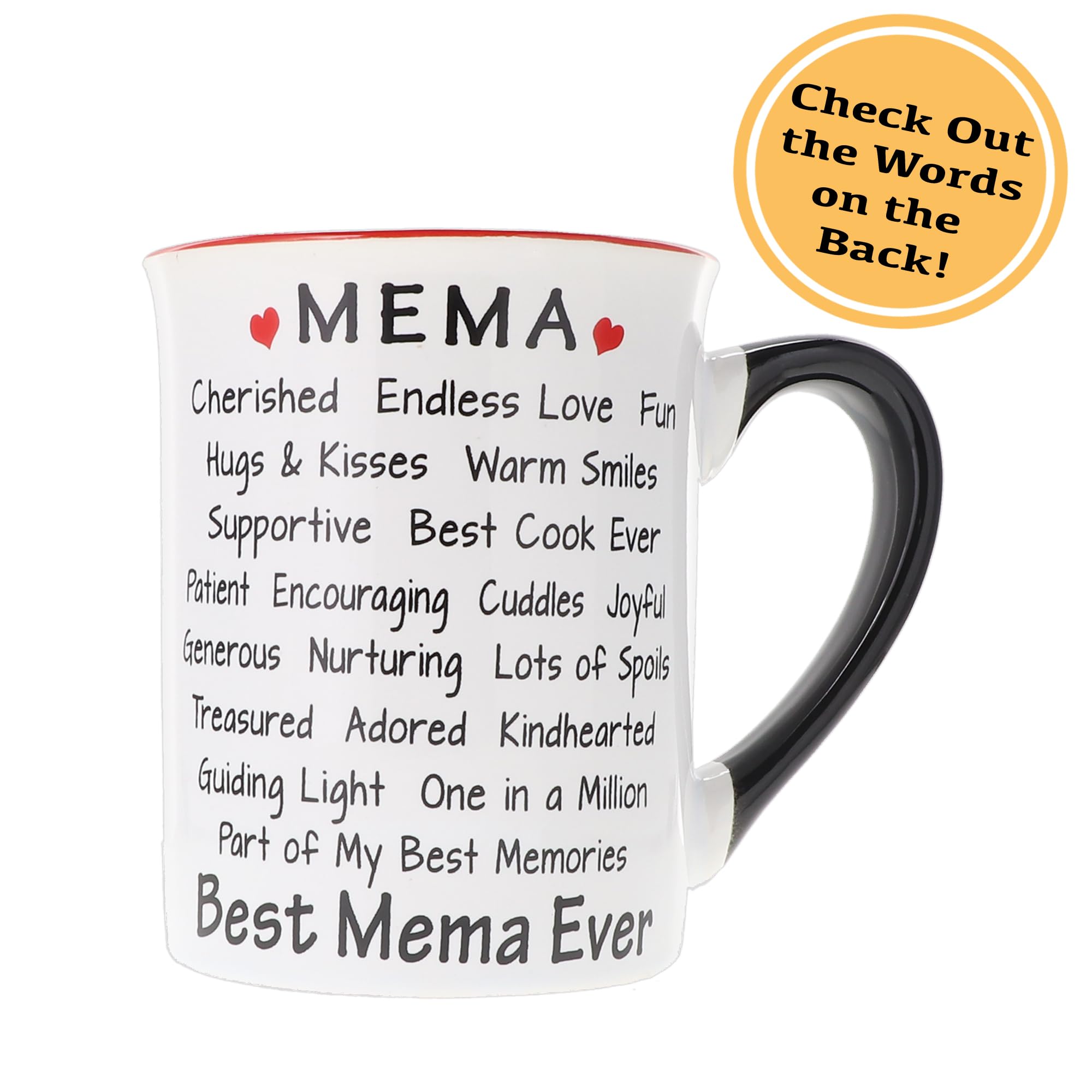 I Love My Mema Ceramic Coffee Mug - 16 oz Black & White Grandma Gift Mug with Box, Perfect Tea Cup for Nana, Cute Grandparent Gifts for Baby Showers, Birthdays & Mother's Day | Ideal for Coffee, Tea & Hot Chocolate at Home