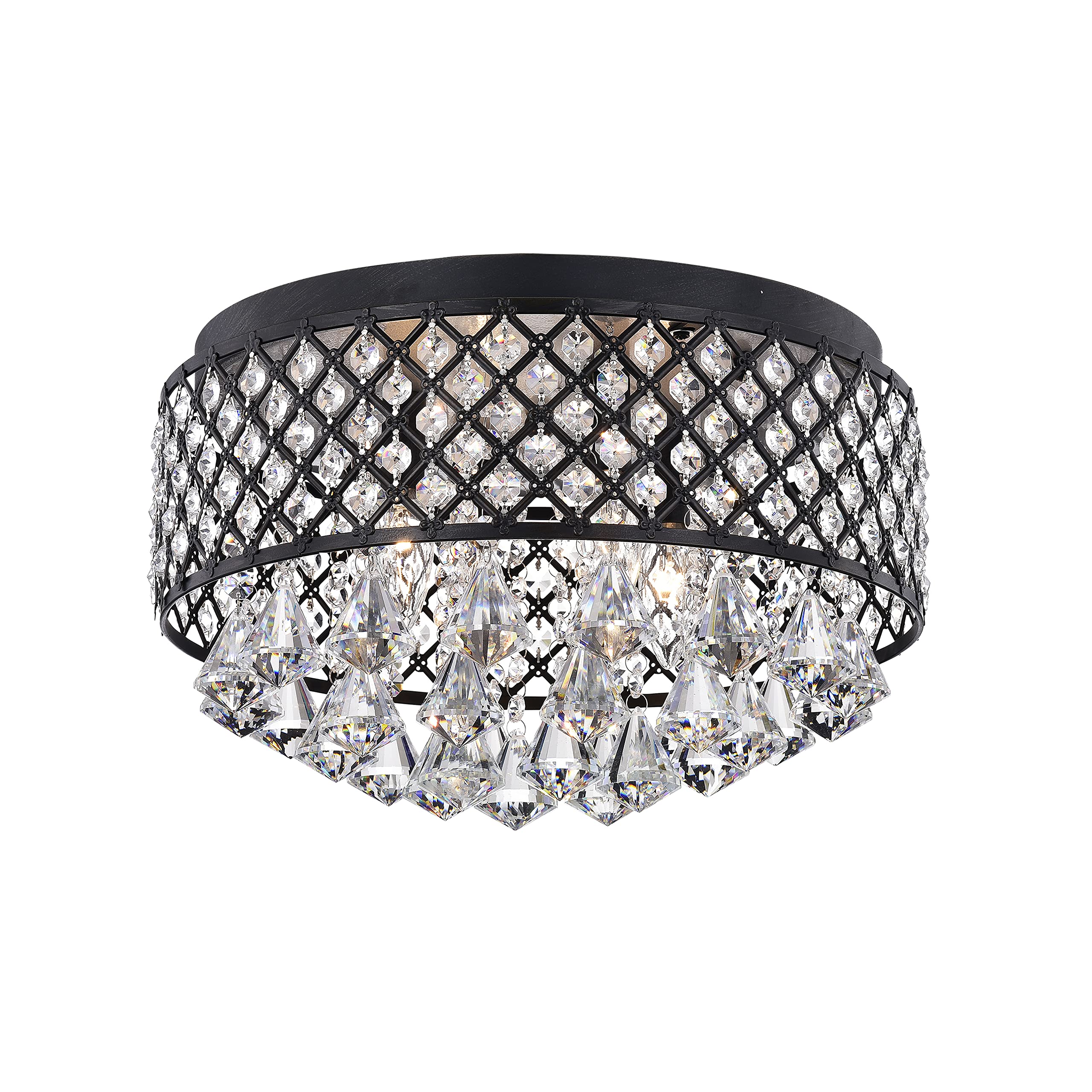 4-Light Modern Drum Chandelier Flush Mount Ceiling Light Fixture - 16.5