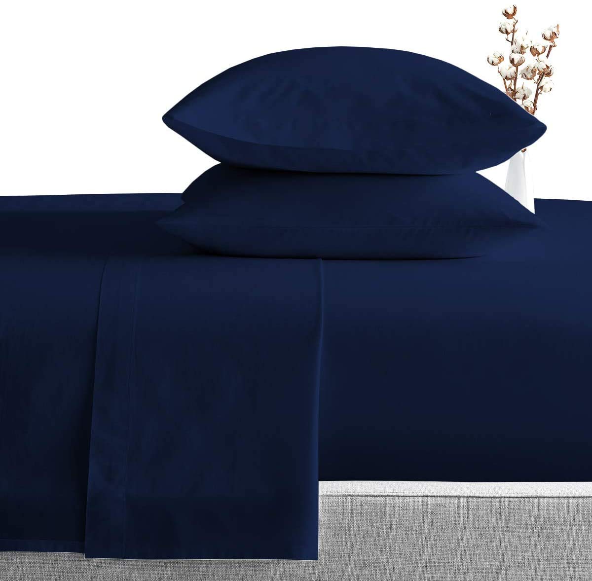 Premium Egyptian Giza Cotton 6-Piece Sheet Set - Full Size Bedding with Navy Blue Luxury Sheets | Ultra Soft & Breathable for Year-Round Comfort | Perfect for Master Bedroom, Guest Room & Dorm Essentials