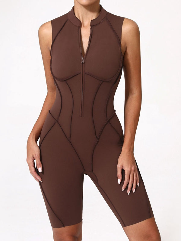 ZASUWA Women's Sexy Backless Zipper Romper - Quick Dry Stretchy Jumpsuit for Clubwear, Night Out & Summer Vacations
