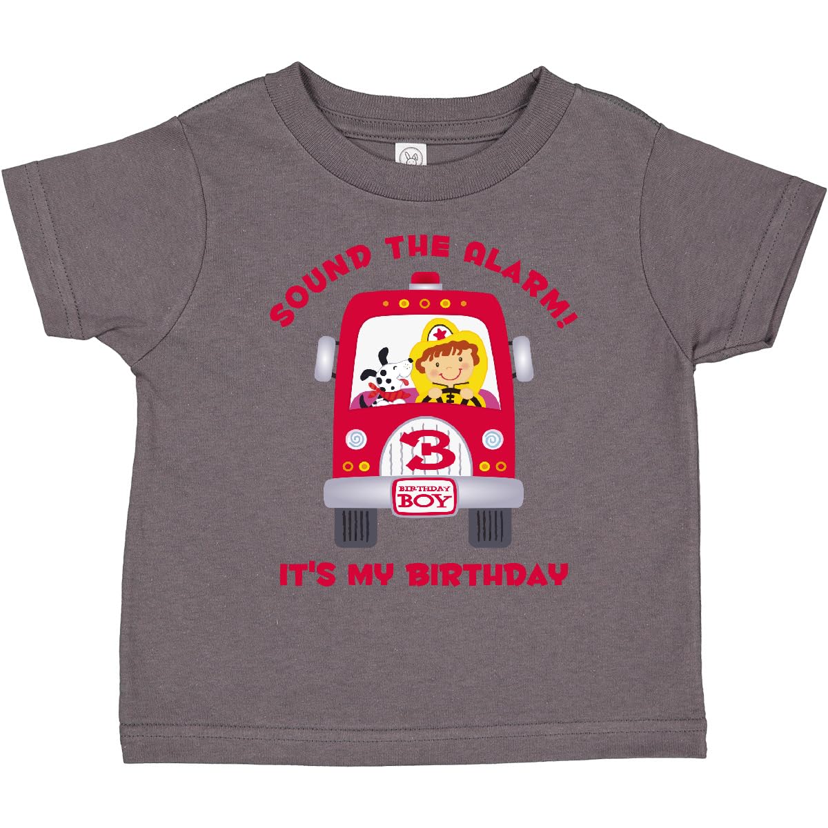 inktastic Fire Truck Toddler T-Shirt for Boys - 3rd Birthday Gift, Casual Playwear & Party Outfit
