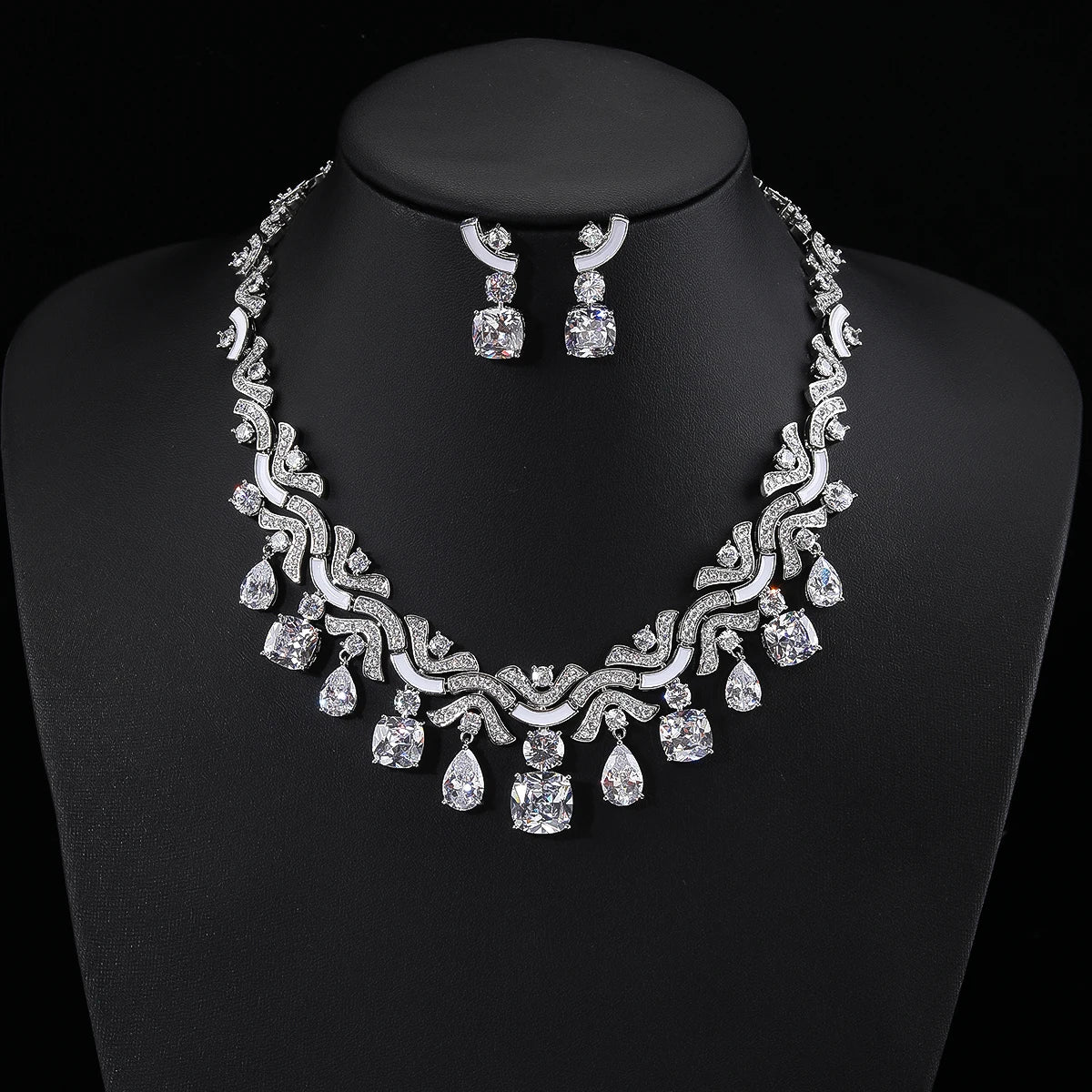 Stunning Multicolored Zirconia Necklace & Earring Set for Women - Perfect Bridal Jewelry & Wedding Gift - Elegant for Parties, Anniversaries & Special Occasions