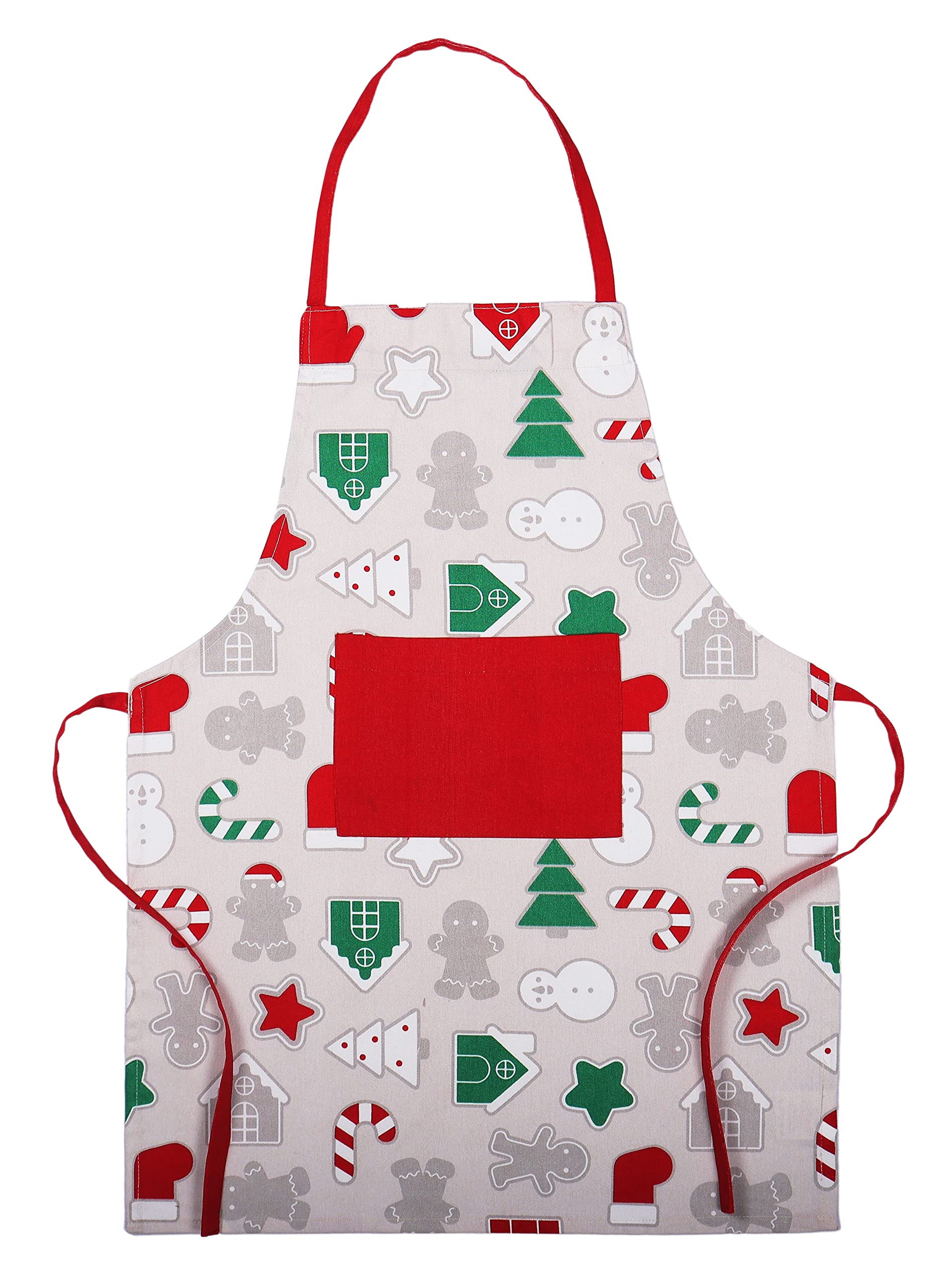 AMOUR INFINI 100% Cotton Christmas Fun 3-Piece Kids Apron Set with Oven Mitts & Chef Hat - Play Cooking Baking Gift for Thanksgiving & Christmas - Perfect for Holiday Baking, Family Kitchen Activities & Festive Gift Giving