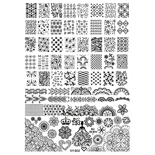 A K Homes - Professional Nail Art Stamping Plates Set with Clear Images for DIY Manicure, Salon & Home Use (XY-B02) | Nail Design Templates for Beginners & Professionals | Perfect for Parties, Weddings & Special Occasions