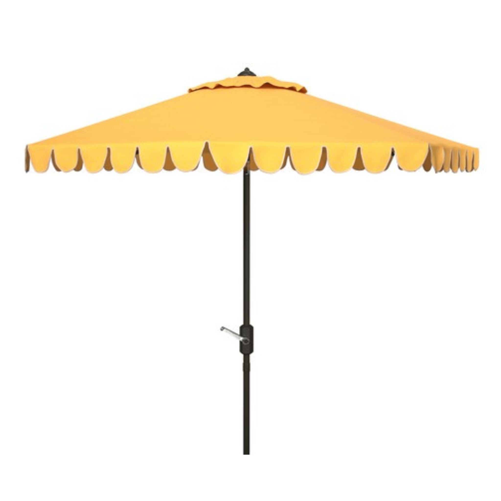 11 Foot Yellow Scalloped Edge Crank Umbrella - Patio, Garden, Poolside & Outdoor Shade Solution