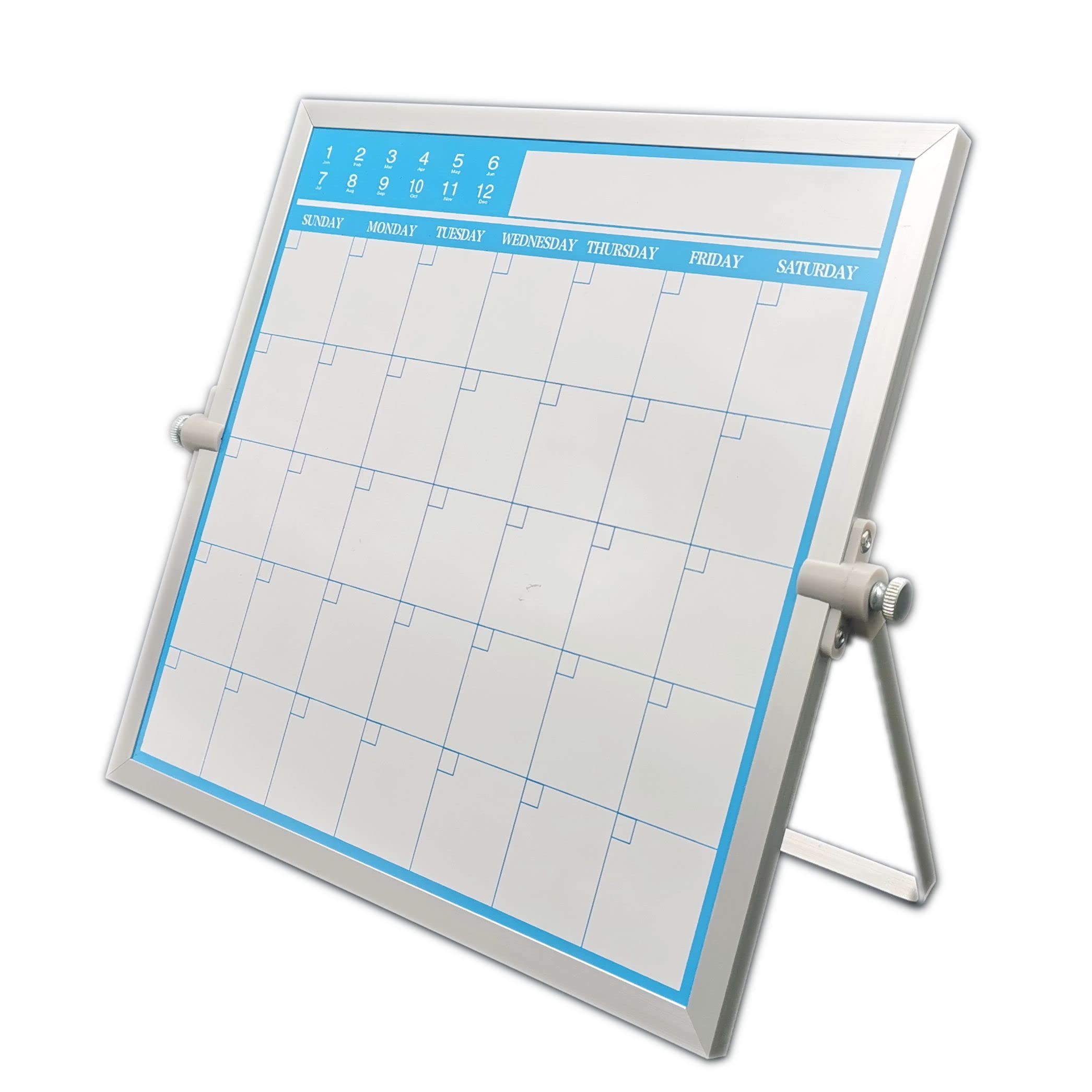 Double-Sided Magnetic Dry Erase Board Calendar - 10x10 Inch Portable Whiteboard with Stand | Easy to Clean Monthly Planner for Office, Home & School | Perfect for Scheduling, Reminders & Productivity