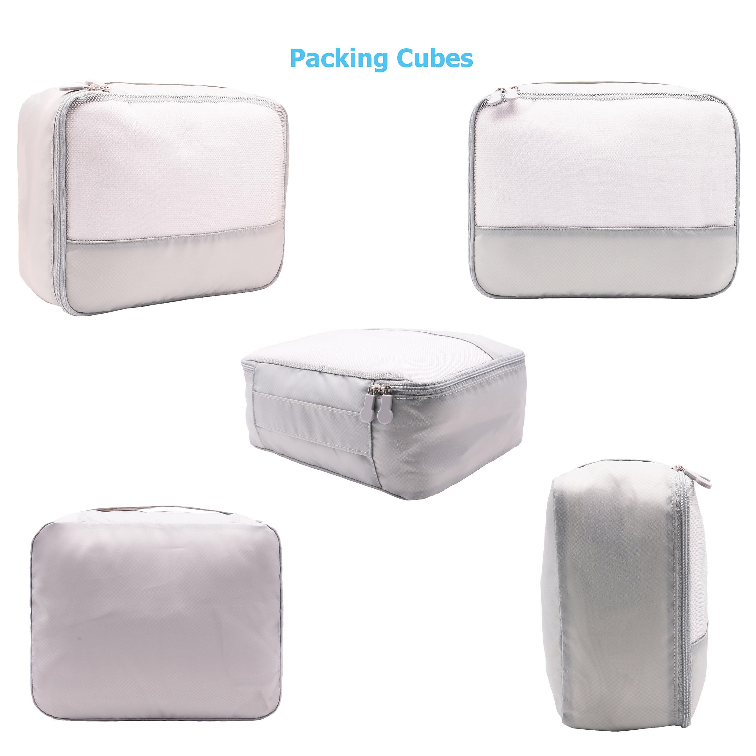 DoubleTrip 9-Piece Gray Travel Organizer Set - 4 Packing Cubes, Cosmetic Bag, Shoe Pouch, Electronics Case & Laundry Bag - Perfect for Luggage Organization & Travel Essentials | Ideal for Business Trips, Vacations & Weekend Getaways