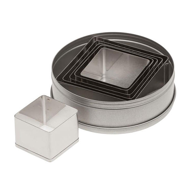 Ateco 5253 6-Piece Plain Square Cutter Set - Professional Baking Tools for Cookies, Brownies, and Pastries - Perfect for Home Bakers and Commercial Kitchens