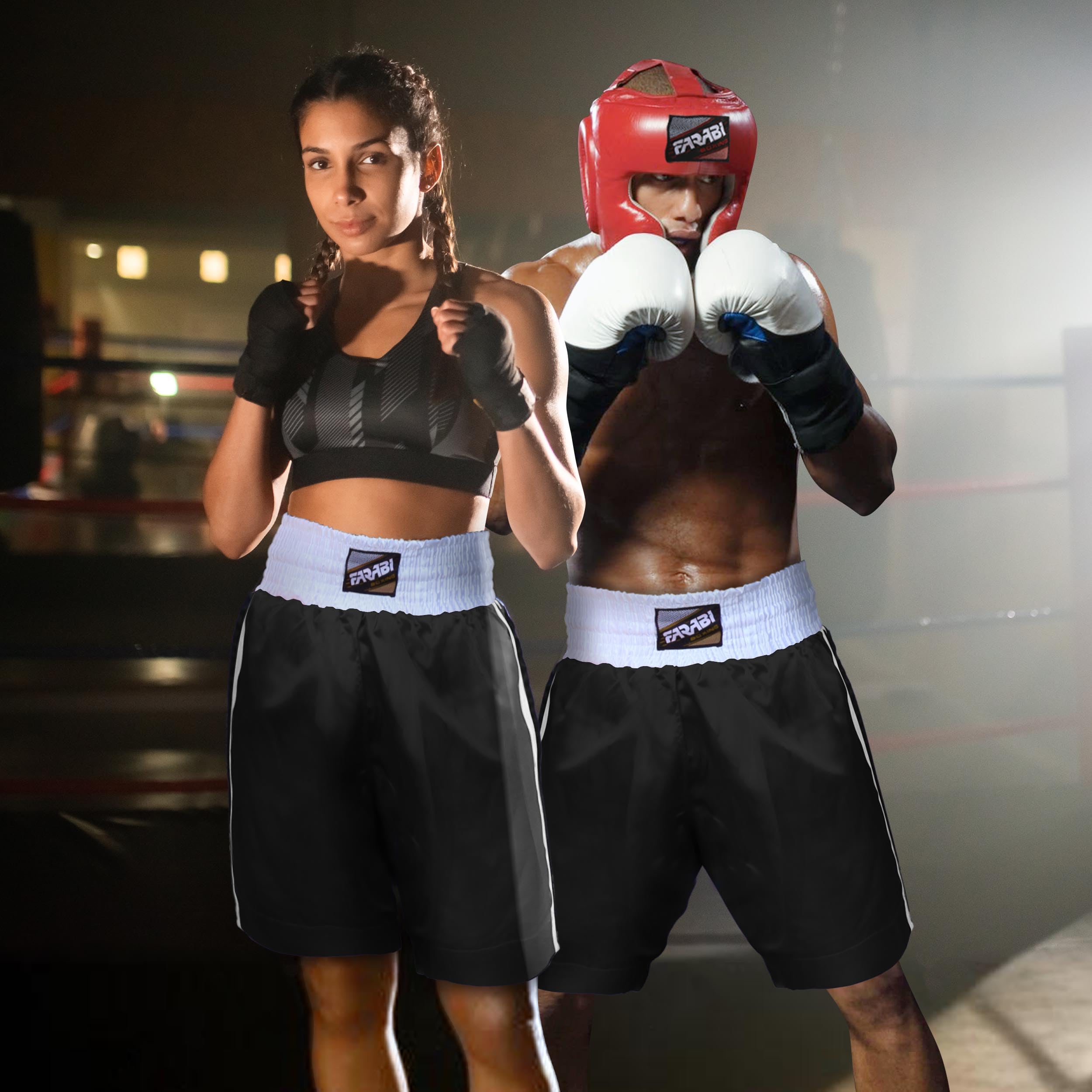 Farabi Sports Boxing Shorts for Men & Women - Breathable Training Shorts for Boxing, Kickboxing, Sparring & Fitness Gym Workouts | Perfect for MMA, Muay Thai & Cardio Training
