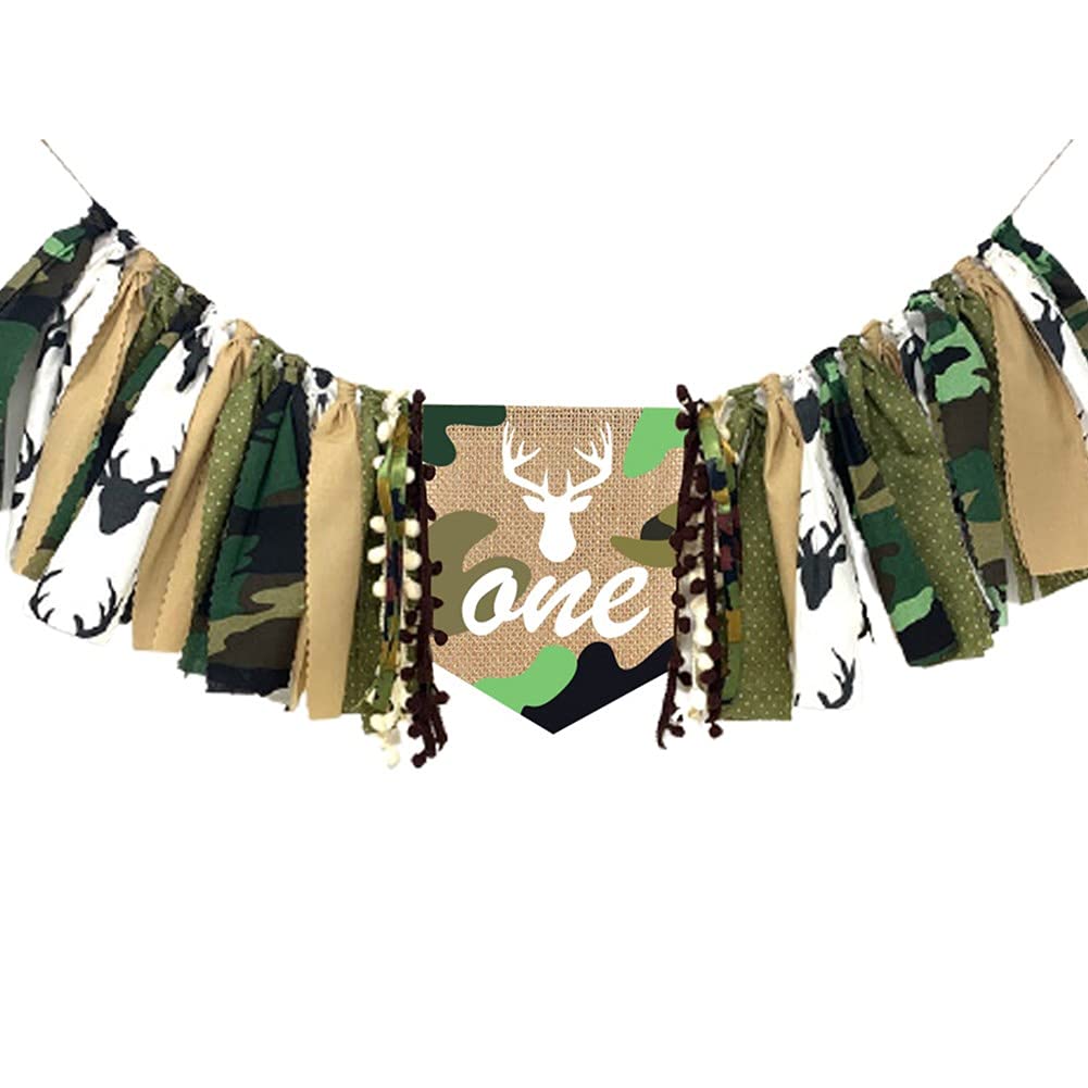 Camouflage High Chair Banner - Jungle Theme 1st Birthday Party Decor for Boys - Hunter Themed Baby Shower & Birthday Souvenir Gift - Perfect for Outdoor Adventures and Safari-Themed Celebrations