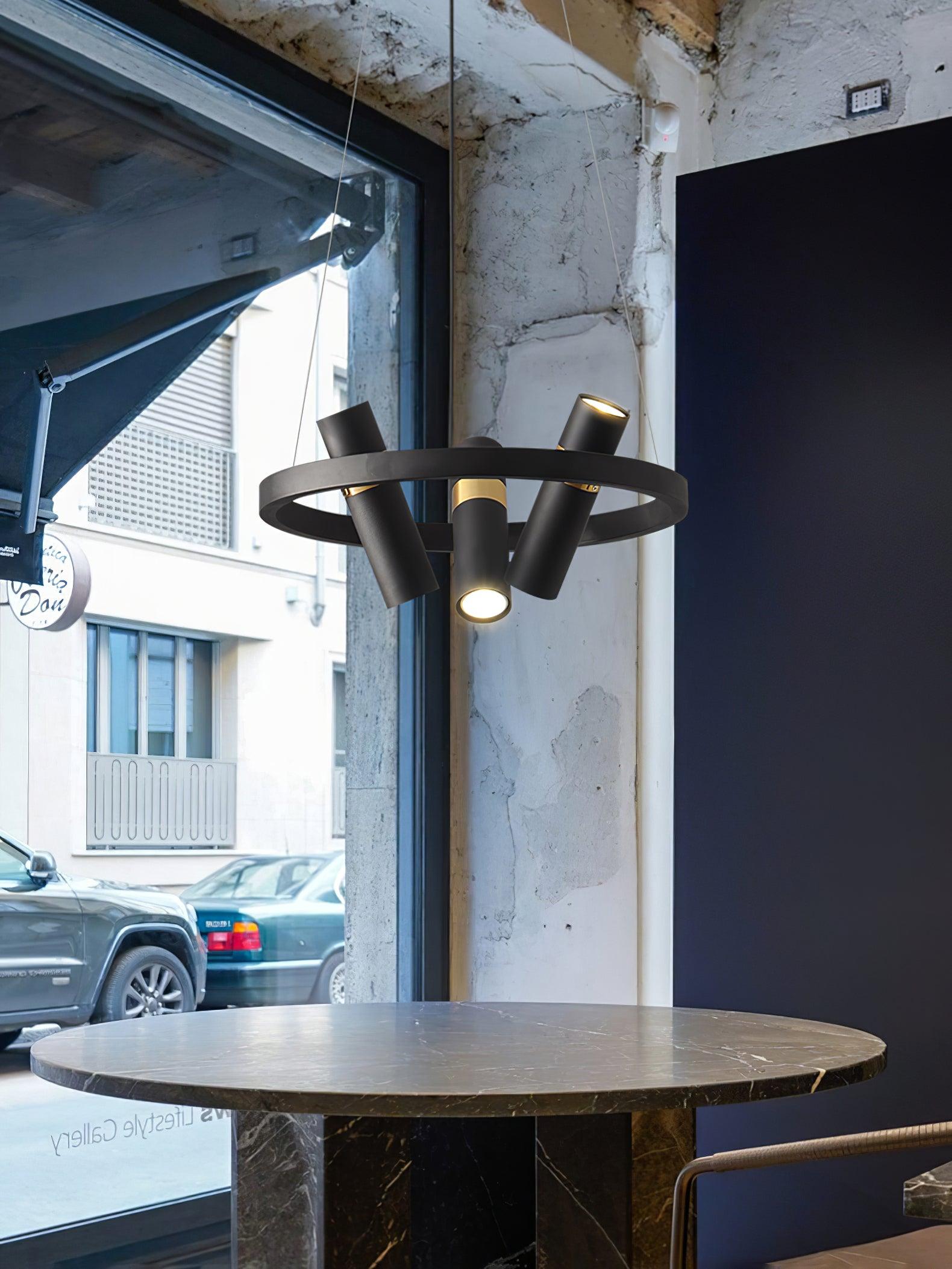 Black Multi Pipe Chandelier - Industrial Style Ceiling Light Fixture for Dining Room, Living Room & Bedroom Decor
