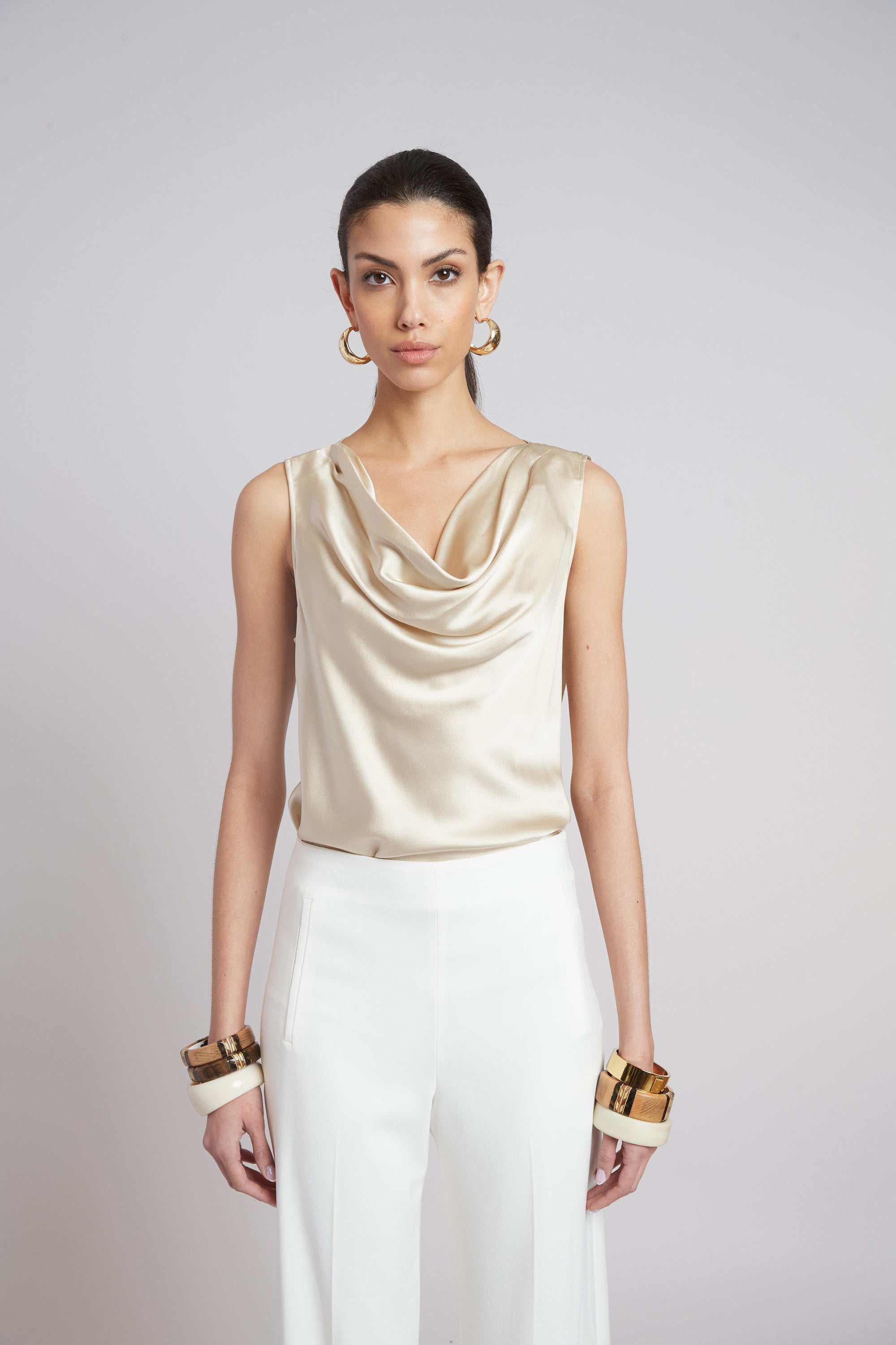 Silk Cowl Neck Blouse for Women - Elegant & Comfortable Tops for Work, Party & Evening Wear