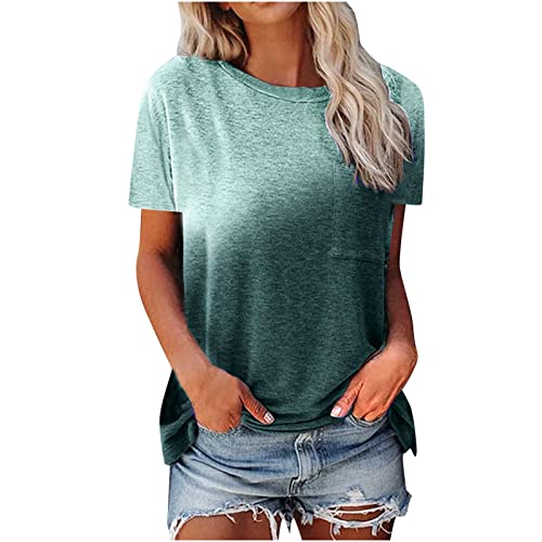 Trendy Ombre Print Tie Dye Short Sleeve T-Shirt for Women - Loose Fit Crew Neck Casual Tee - Perfect for Summer Outfits, Beach Vacations & Music Festivals