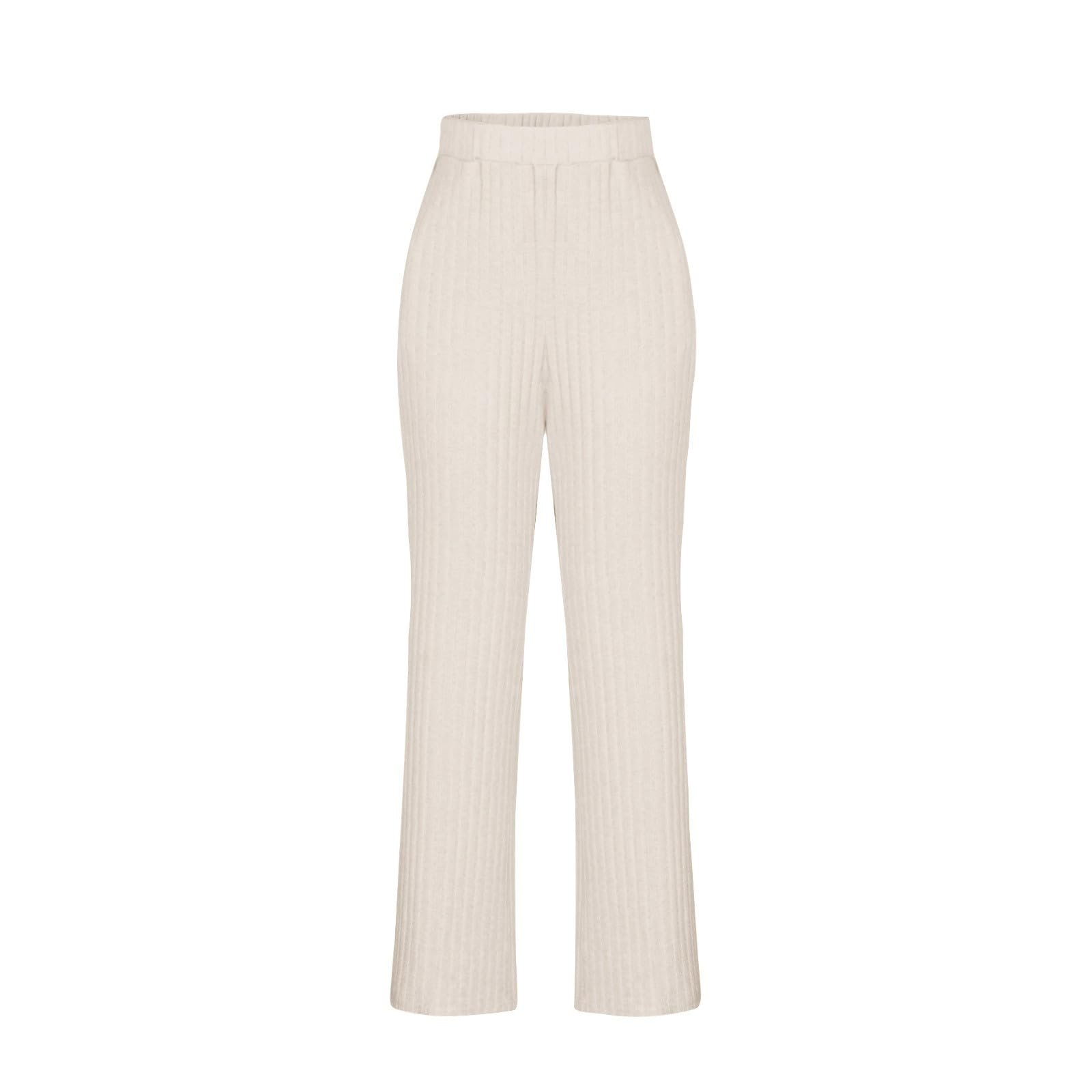 Women's 2-Piece Ribbed Knit Lounge Set - Long Sleeve Top & Pants Pajama Set | Soft Casual Sleepwear for Fall & Winter | Perfect for Home Relaxation, Lounging & Sleepovers