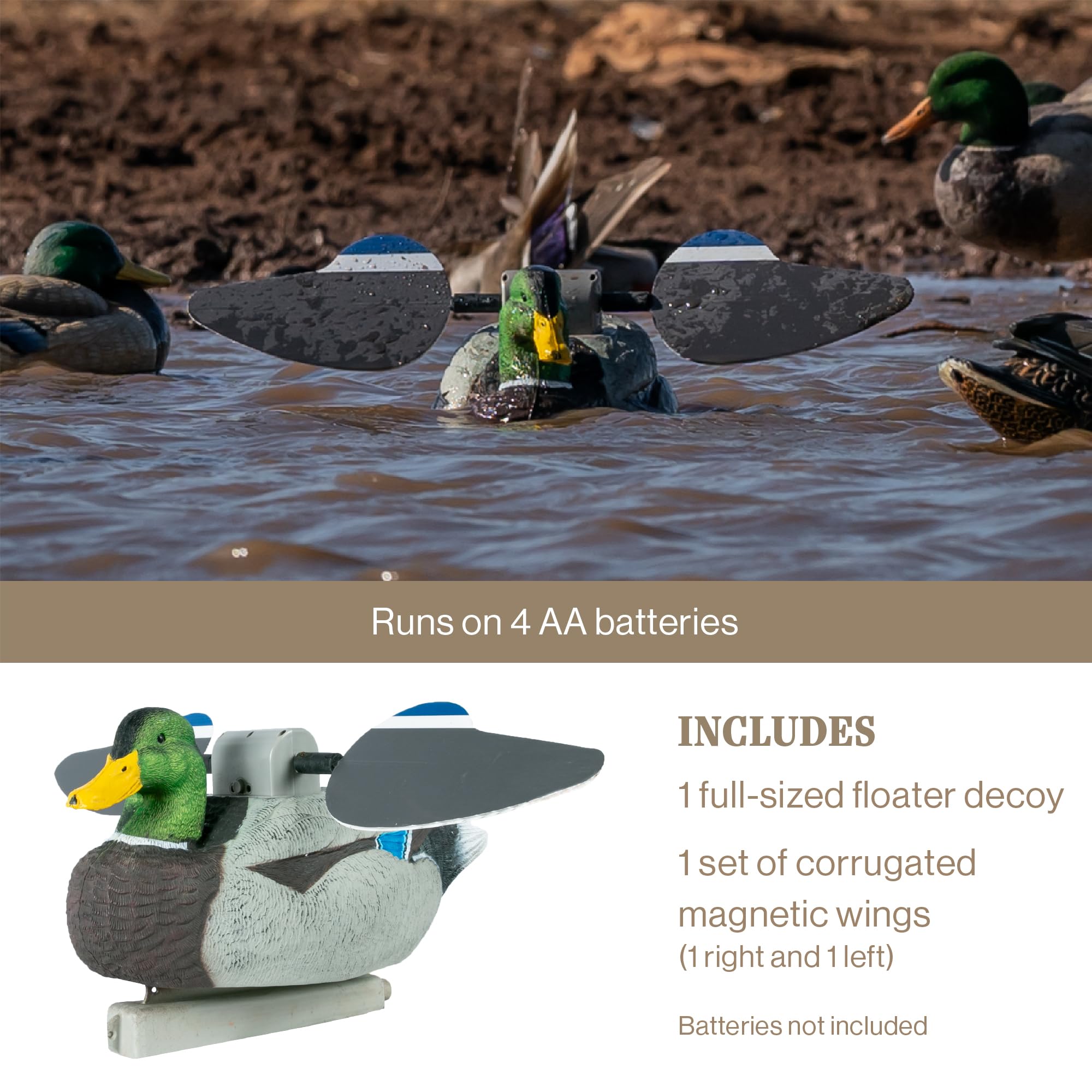 Lucky Duck Water Motion Duck Hunting Decoys - Realistic HD Floater Decoys for Waterfowl Hunting | Perfect for Duck Blinds, Ponds & Marsh Hunting