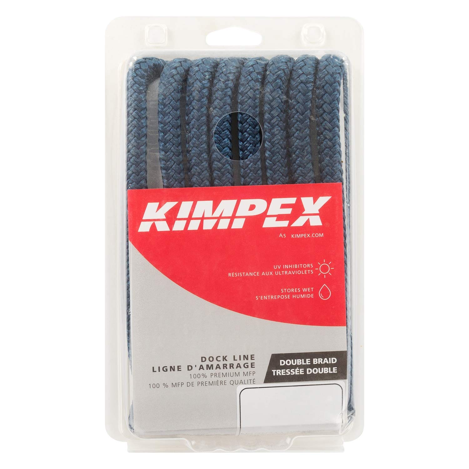 Kimpex Multi-Filament Polypropylene Dock Line 15 Feet - 1/2 Inch Diameter - Heavy Duty Boat Rope for Docking, Mooring & Marine Use - Water Resistant & UV Protected