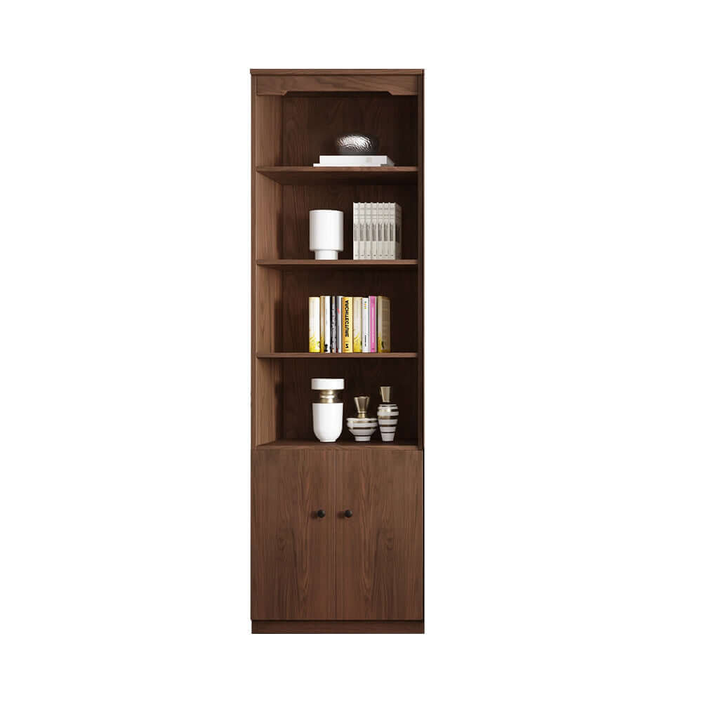 Modern Floor-to-Ceiling Bookshelf with Doors - Modular Storage Cabinet for Living Room, Home Office & Library Organization