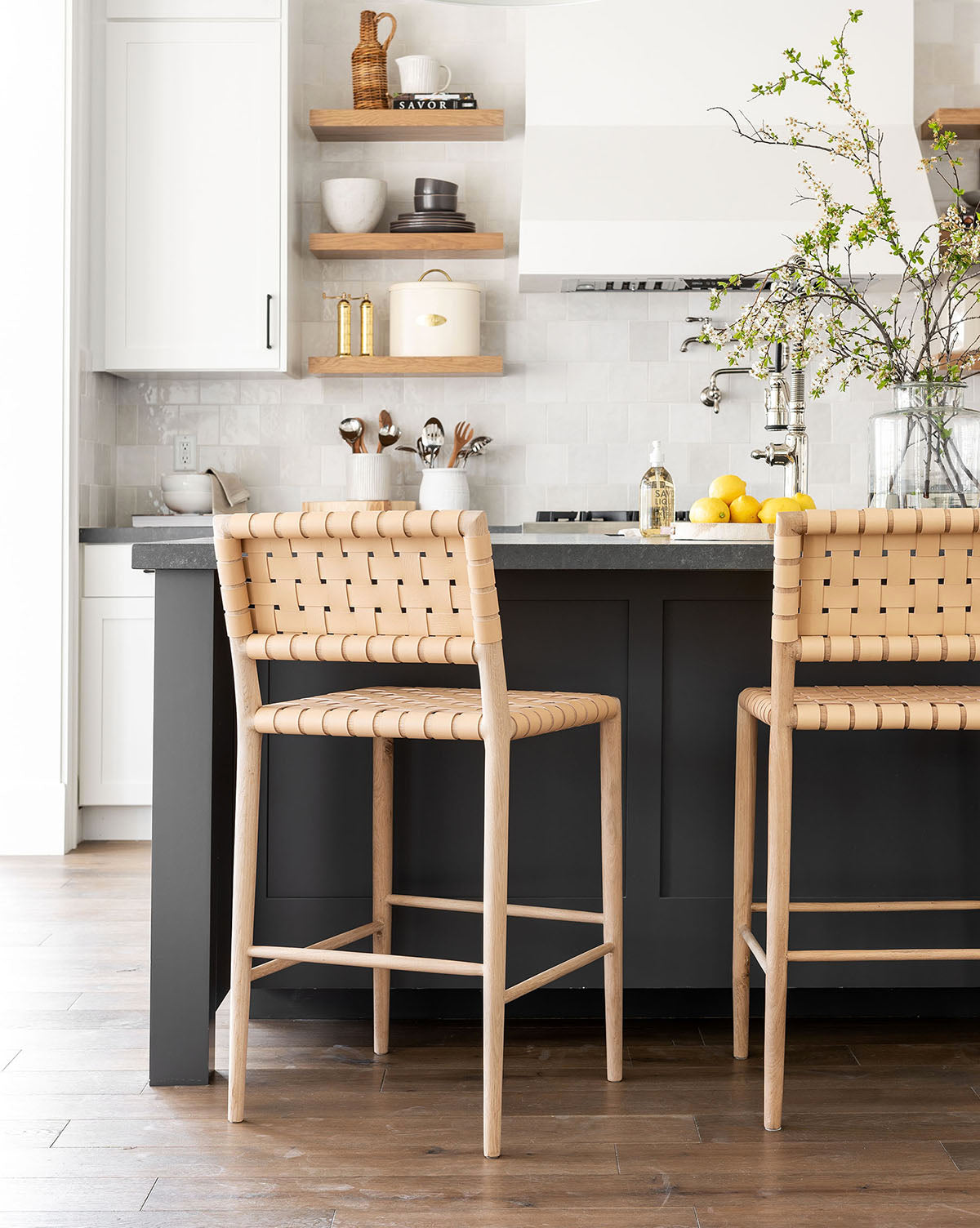 Greely Stool - Adjustable Height Modern Bar Stool with Backrest for Kitchen Island, Breakfast Nook & Home Office - Comfortable PU Leather Seat & Sturdy Metal Base