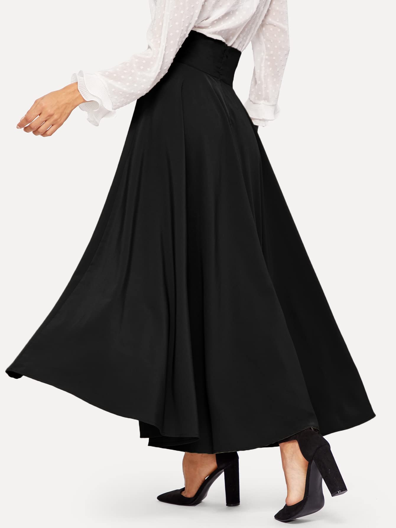 SweatyRocks Women's Elegant High Waist Flowy Maxi Skirt with Tie Front & Pleated Detail - Perfect for Casual Outings, Date Nights & Summer Vacations