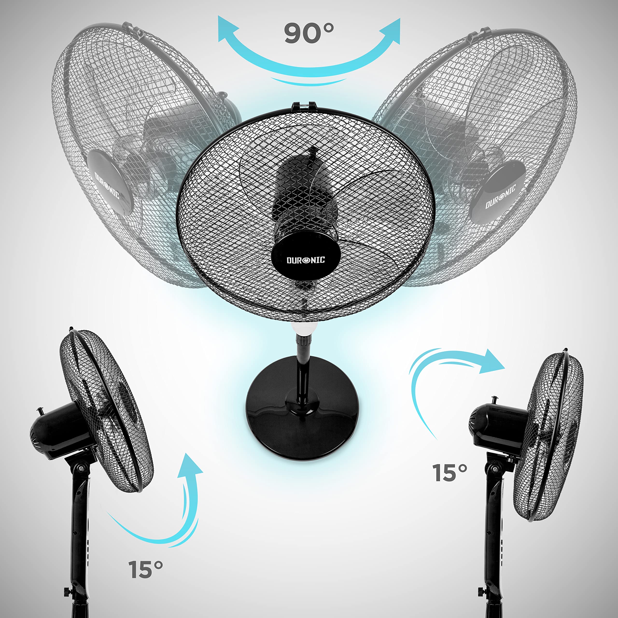 Duronic FN65 16-Inch Pedestal Fan with Remote Control - 5 Blade Oscillating Floor Standing Fan, 3 Speed Settings & Timer - Perfect for Home, Office, and Summer Cooling