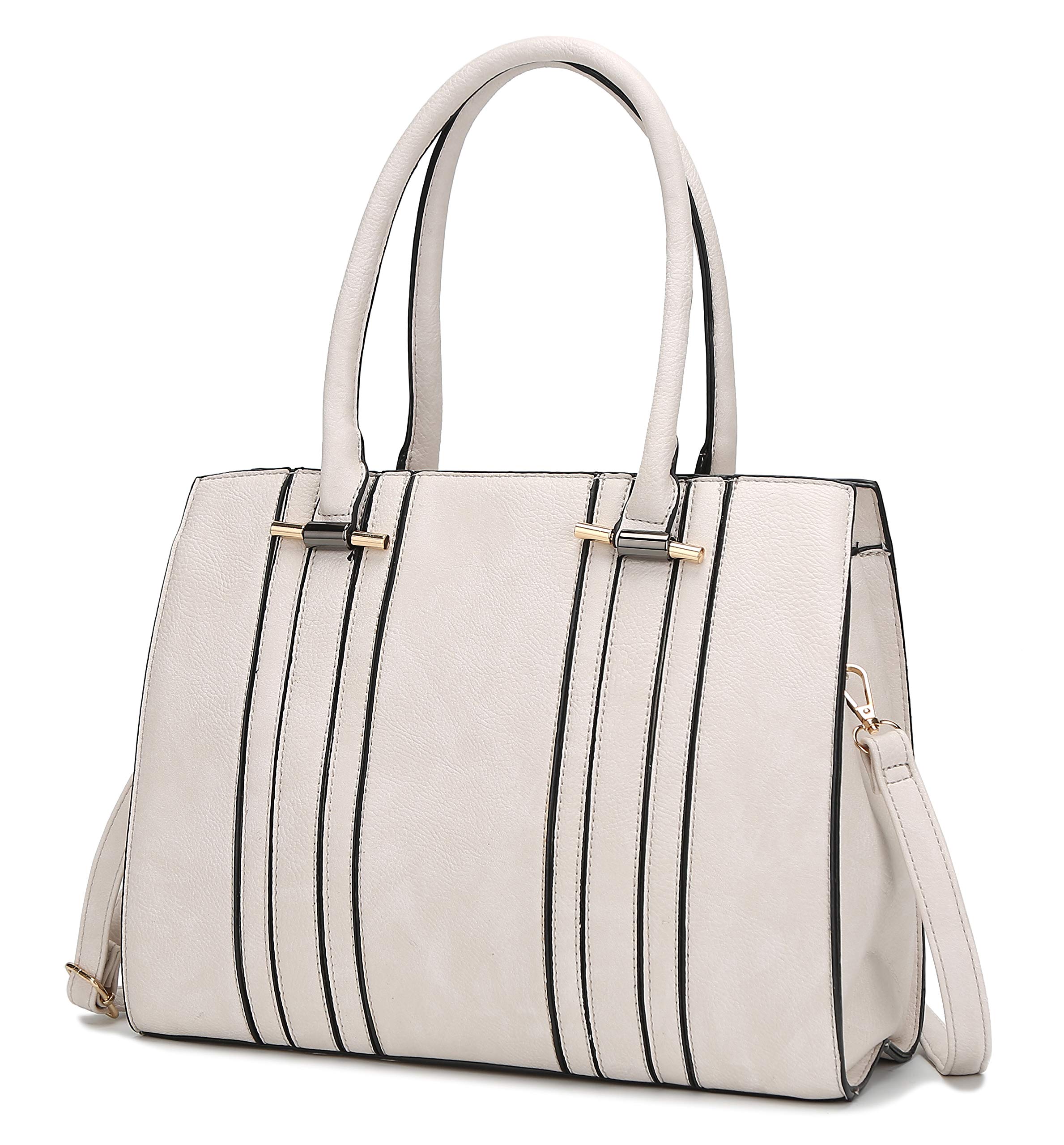 MKF Women's Transparent PU Leather Satchel Bag - Clear Crossbody Shoulder Purse with Detachable Strap - Perfect for Work, Travel & Everyday Use