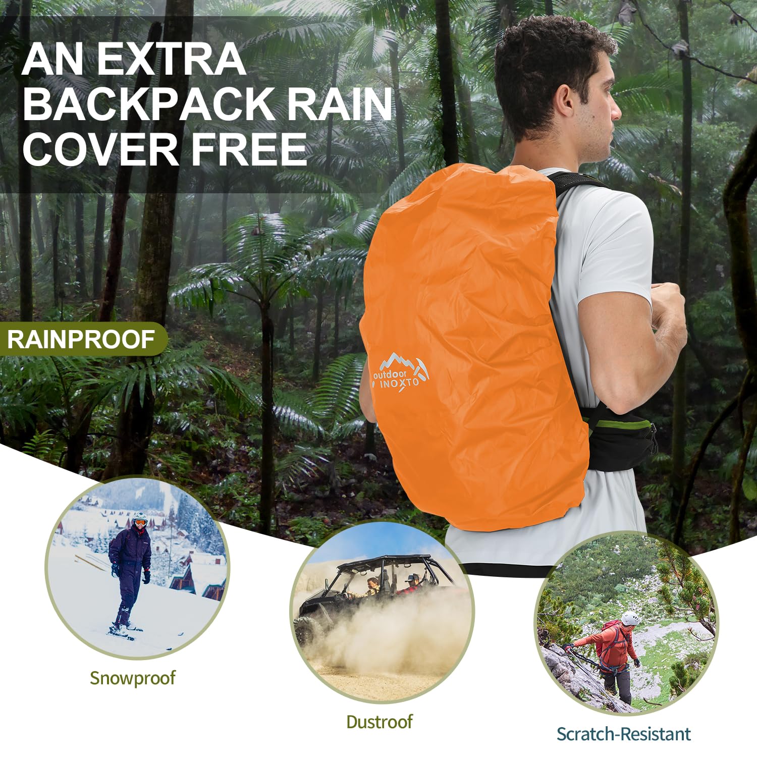 **35L Waterproof Hiking Backpack with 3L Hydration Bladder & Rain Cover - Lightweight Daypack for Camping, Trekking & Outdoor Adventures - Men & Women (Dark Green) - Perfect for Day Hikes, Travel & Backpacking**