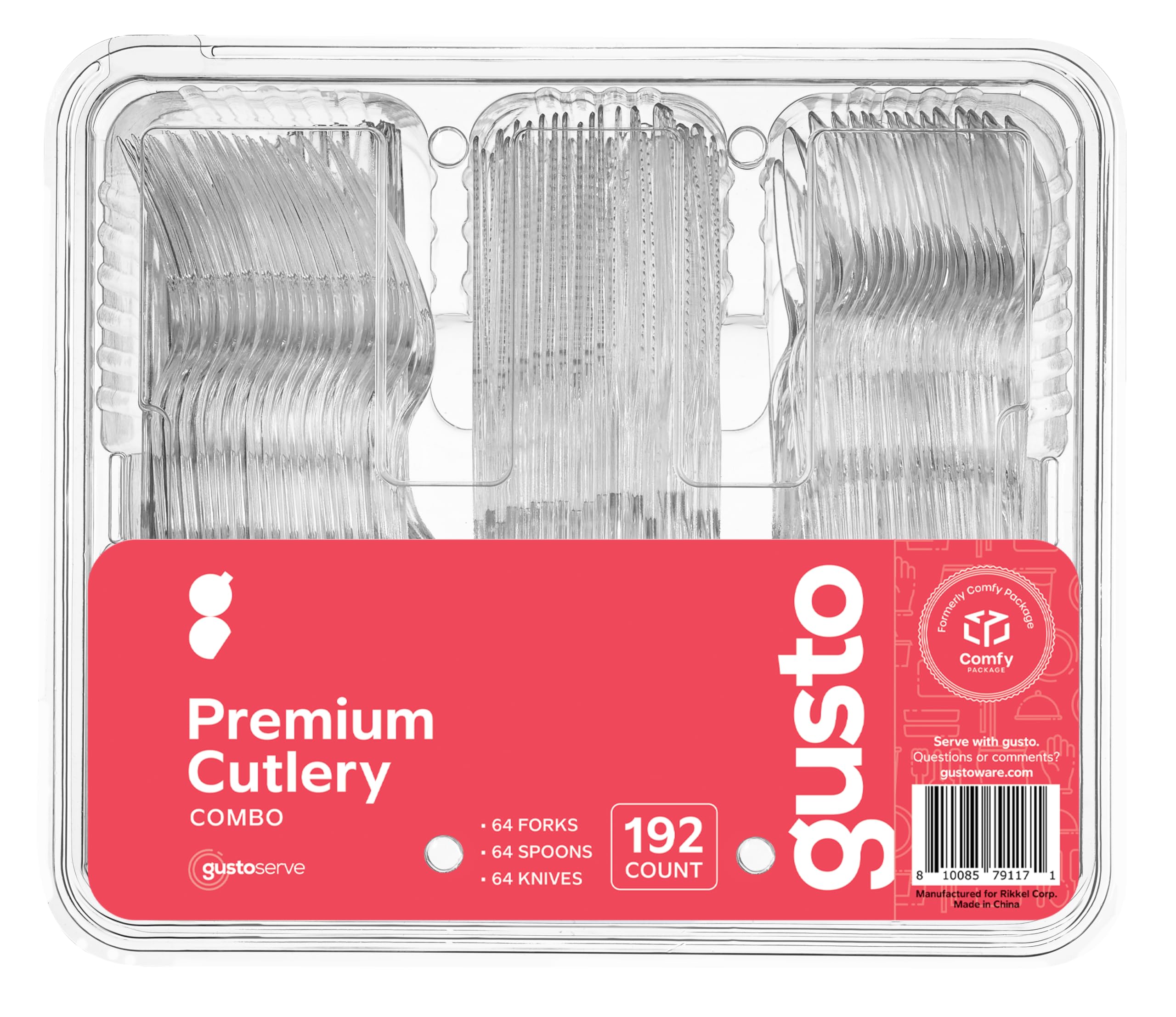 Premium Heavyweight Disposable Plastic Cutlery Set - 192 Piece Combo Pack (64 Forks, 64 Spoons, 64 Knives) | Clear Silverware for Parties, Events, Catering, Picnics & Outdoor Dining | Durable & Eco-Friendly Utensils