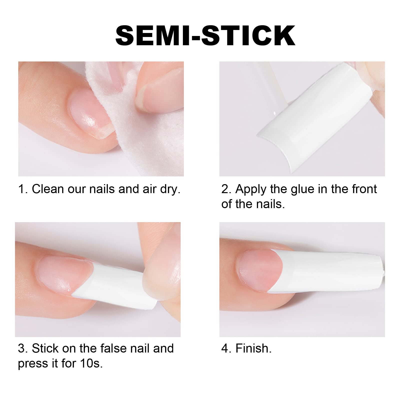 Professional Fake Nail Tips - Safe, Eco-Friendly & Sturdy Artificial Nails for Salon & Home Use | Perfect for Nail Art, Manicures & Cosmetics Stores (N5346-02)