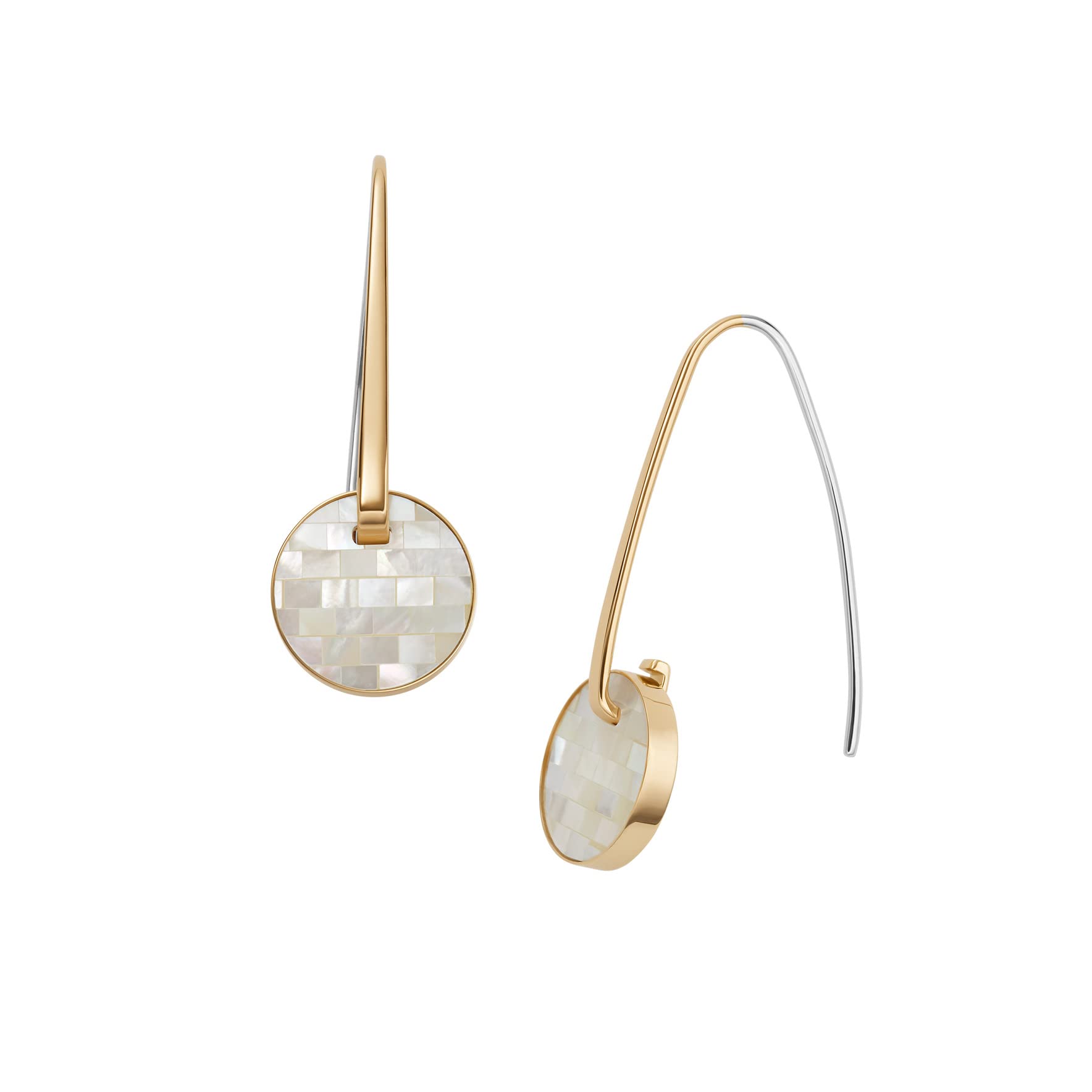 Skagen Women's Agnethe Gold-Tone Mother of Pearl Drop Earrings - Elegant Dangle Jewelry for Parties & Weddings (Model: SKJ1582710)