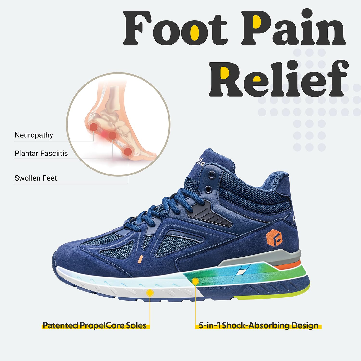 FitVille Extra Wide Basketball Shoes for Men with Flat Feet - High-Top Sneakers with Ankle Support for Stability & Comfort - Perfect for Court Play, Training, and Everyday Wear