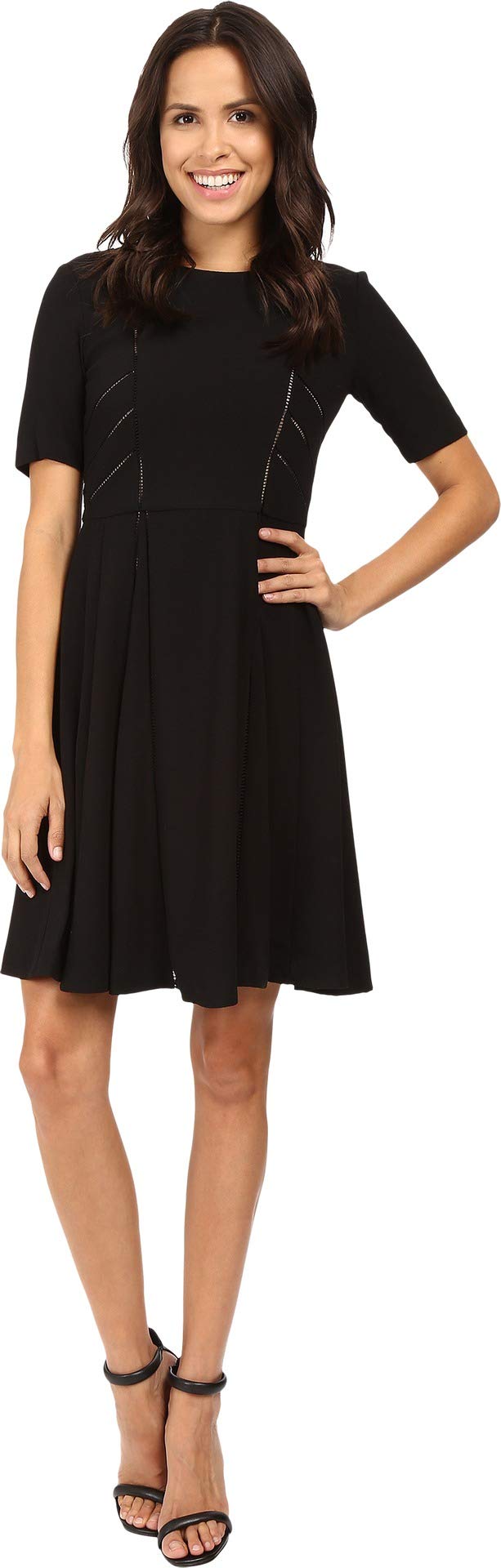 Taylor Women's Stretch Crepe Dress with Faggoting Detail - Elegant Flowy Midi Dress for Work, Date Night & Special Occasions