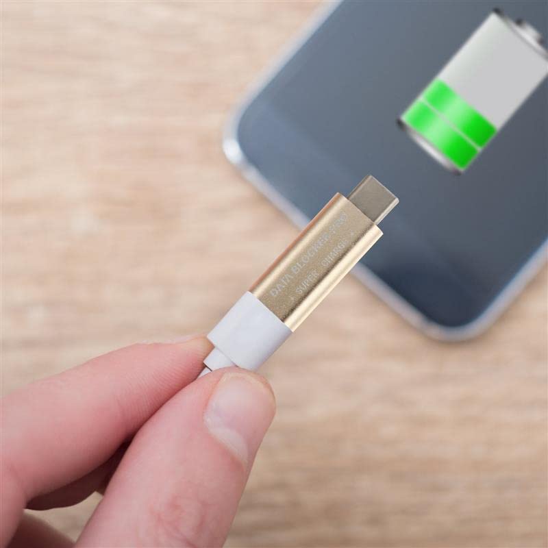 USB C Data Blocker Pro - Secure USB-C Female to Male Adapter with Smart Chip Protection Against Juice Jacking (Grey) | Perfect for Travel, Public Charging & Protecting Sensitive Data