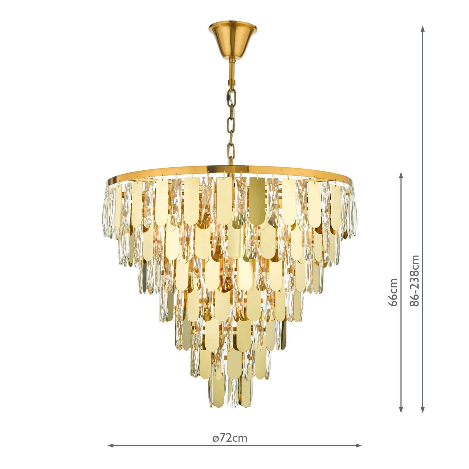 Amira 12-Light Chandelier in Polished Gold with Crystal Accents - Elegant Dining Room & Living Room Lighting Fixture