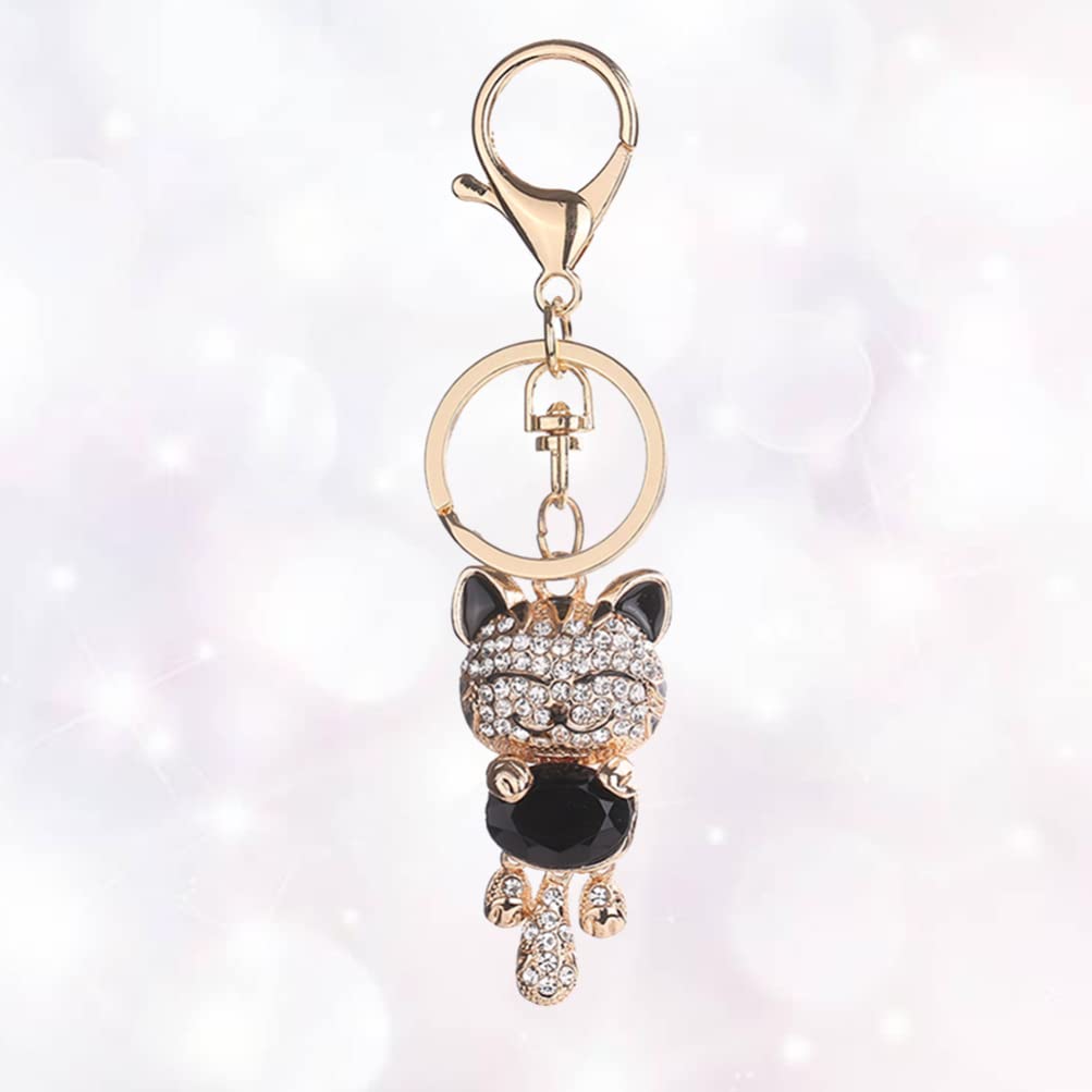 Lucky Cat Keychain - Crystal Maneki Neko Charm for Purse & Backpack - Fengshui Wealth Attractor for Travel & Daily Use