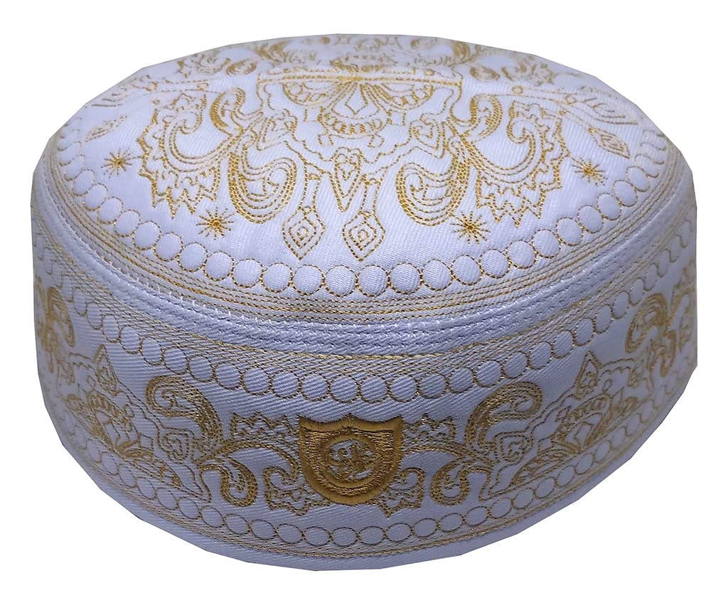 Premium Embroidered Muslim Kufi Prayer Hat for Men & Kids - Islamic Skull Cap with Unique Design - Perfect for Ramadan, Eid & Daily Prayers - ALW012