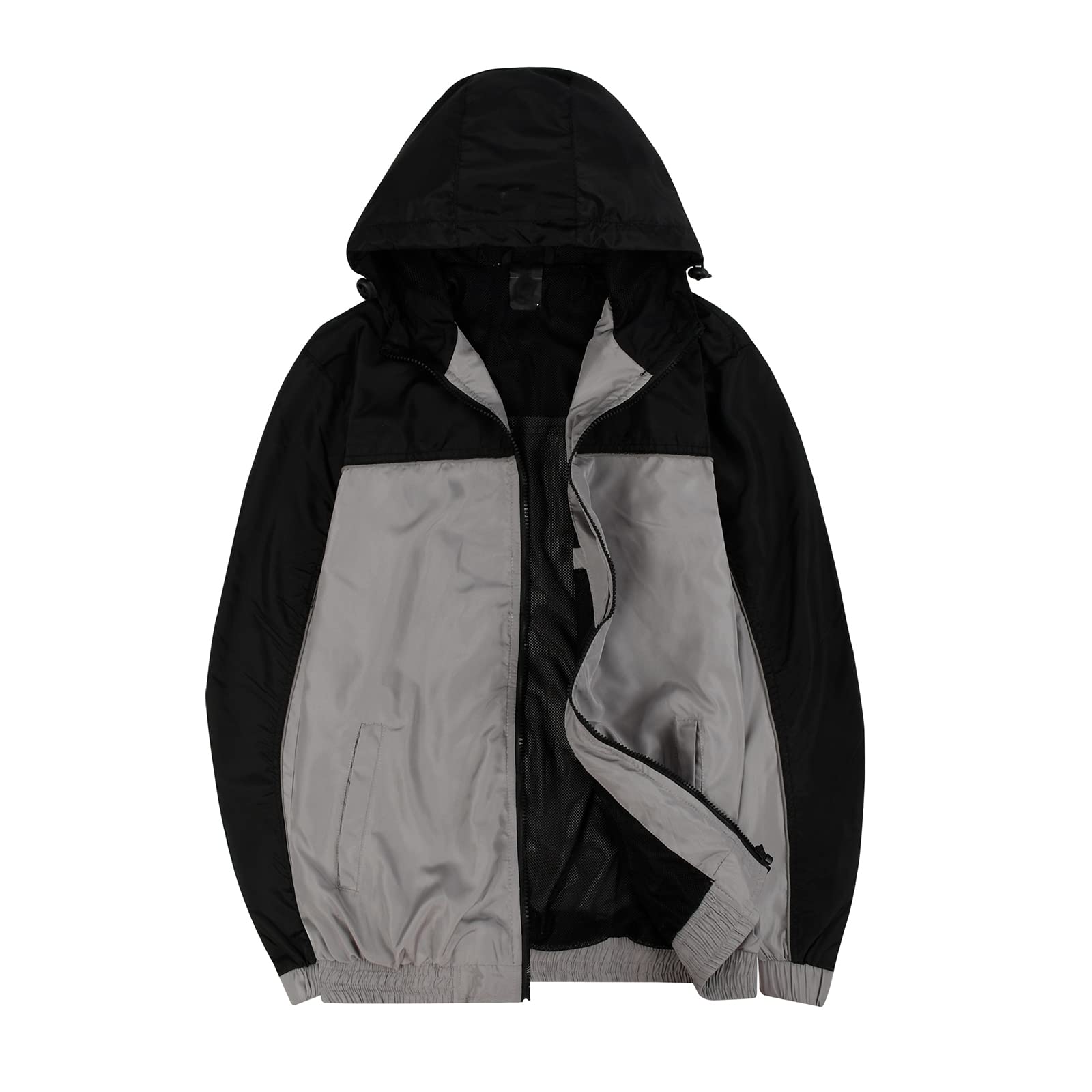 Lightweight Water-Resistant Men's Windbreaker Jacket with Hood & Pocket for Outdoor Activities