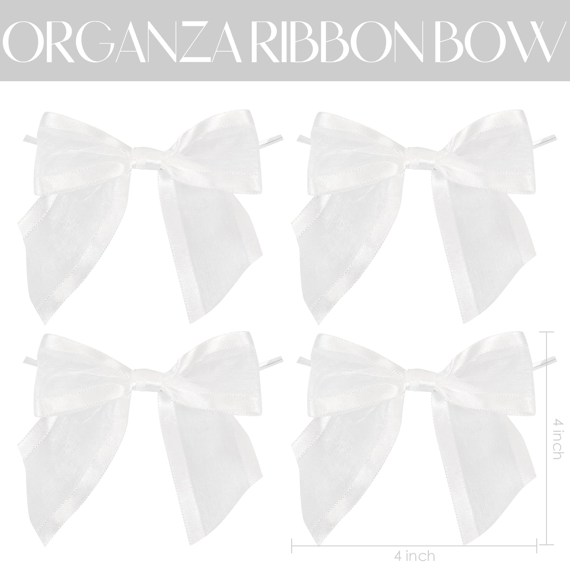 Premade White Bows for Wedding & Christmas Decor - 12 Pack