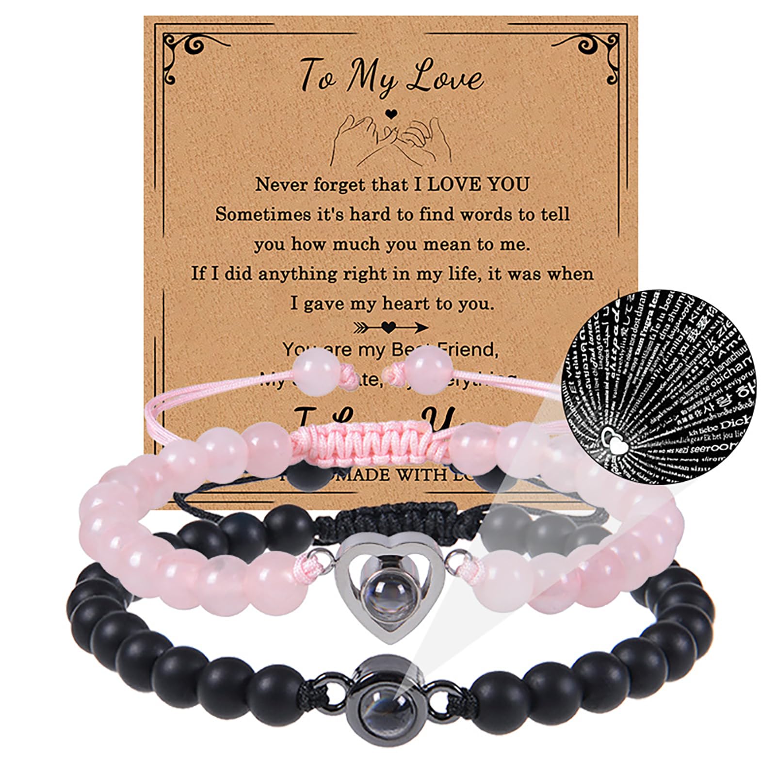 72-Hour Matching Couple Bracelets Set - Pinky Promise Natural Stone & Crystal Beaded Bracelets for Boyfriend/Girlfriend | Trendy Relationship Gifts for Birthday, Anniversary & Valentine's Day | Perfect for Date Nights, Proposals & Romantic Moments