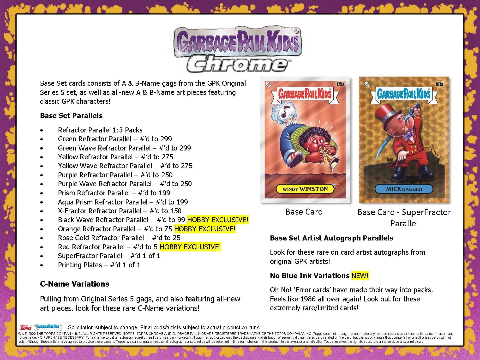 2022 Topps Garbage Pail Kids Chrome Series 5 Hobby Box - Collectible Trading Cards for Kids & Adults - Perfect for Trading, Collecting & Displaying
