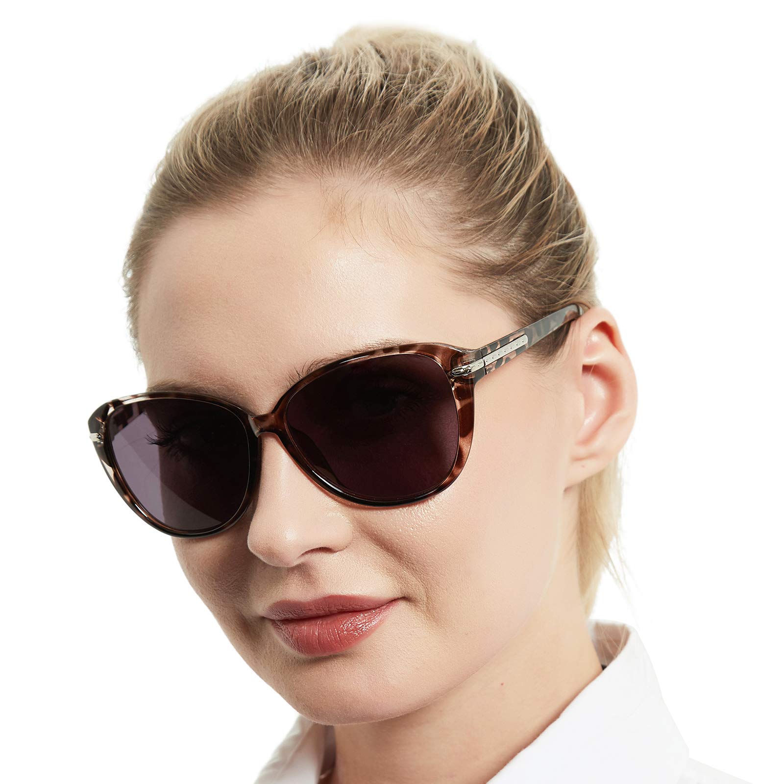 Blue Light Blocking Reading Glasses for Women - Stylish 2.50 Magnification Sunglasses with UV Protection (Grey Leopard) - Perfect for Outdoor Reading, Computer Use & Digital Eye Strain Relief
