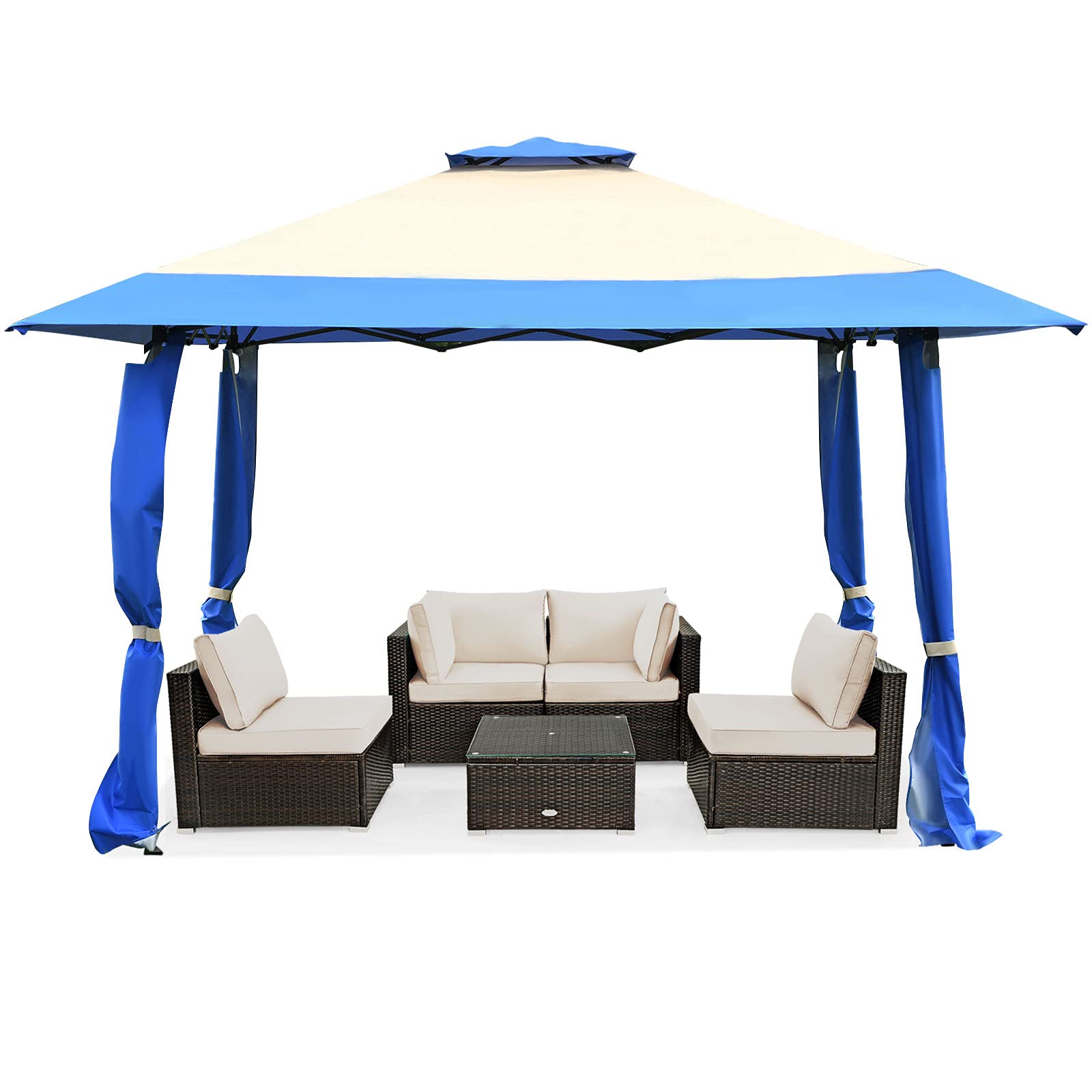 Tangkula 13' x 13' Pop Up Gazebo Canopy with Carry Bag - 169 Sq Ft Outdoor Shade Shelter for Backyard, Patio, Garden, Camping & Picnics - Portable Instant Sun Protection for Parties & Events