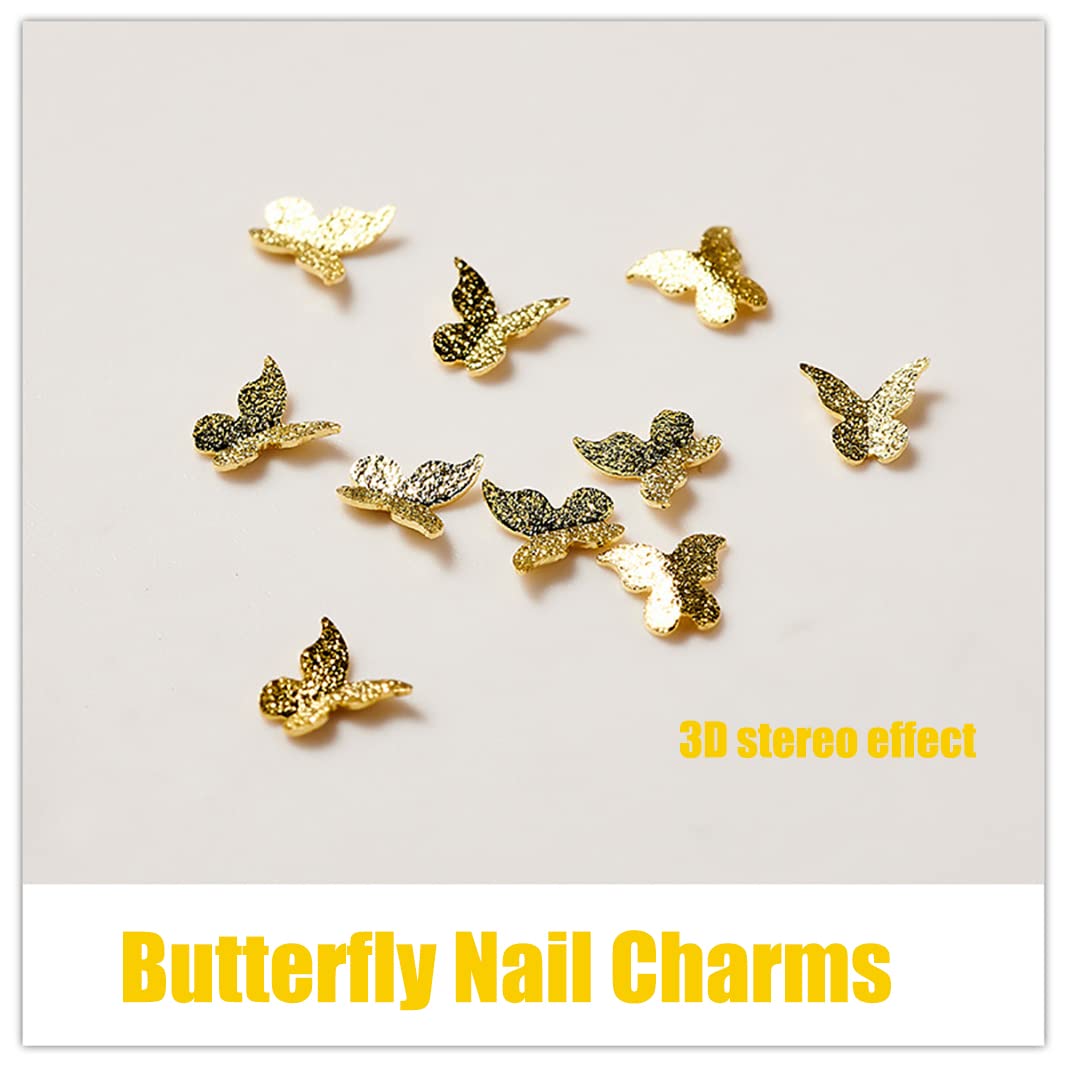 3D Gold Butterfly Nail Charms - 400Pcs Glitter Sequin for Nail Art