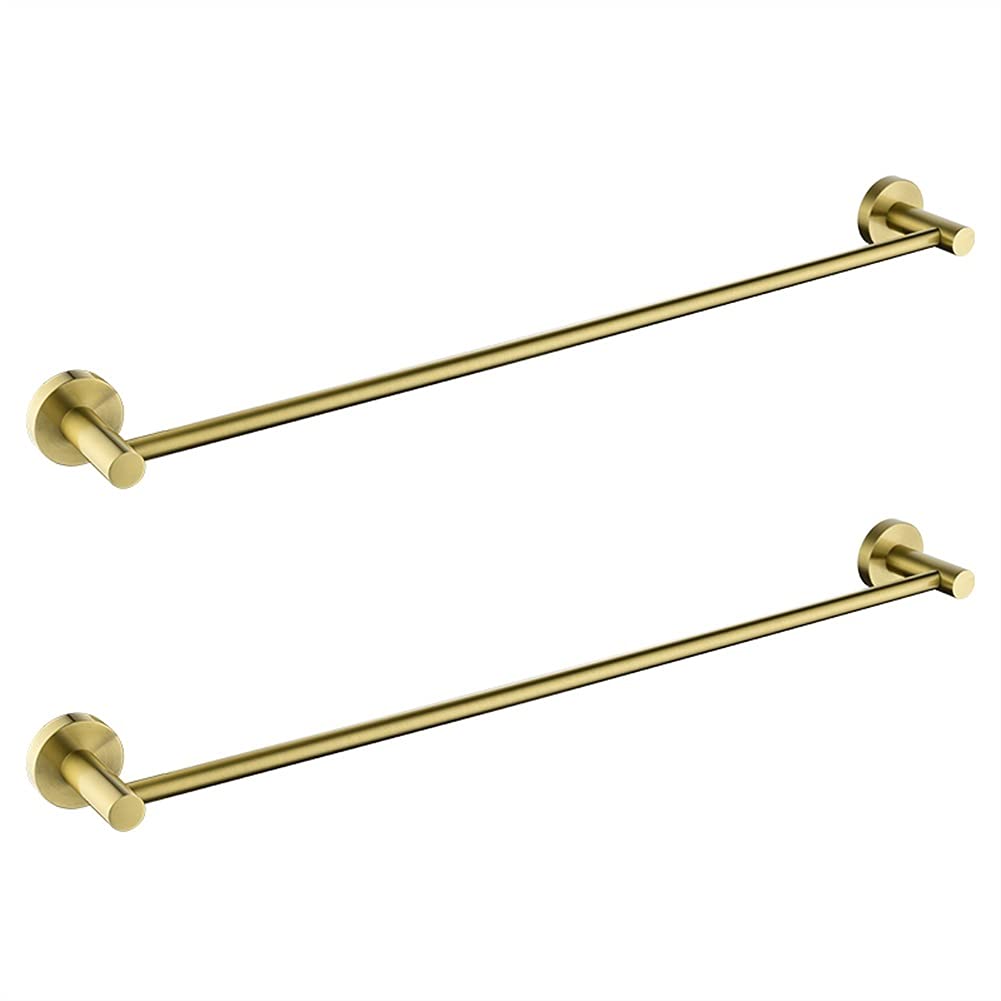 2021 New Brushed Gold Single Towel Bar - Modern 304 Stainless Steel Towel Rack & Shelf for Bathroom | Space-Saving Towel Holder for Small Bathrooms & Luxury Hotels (2-Pack)