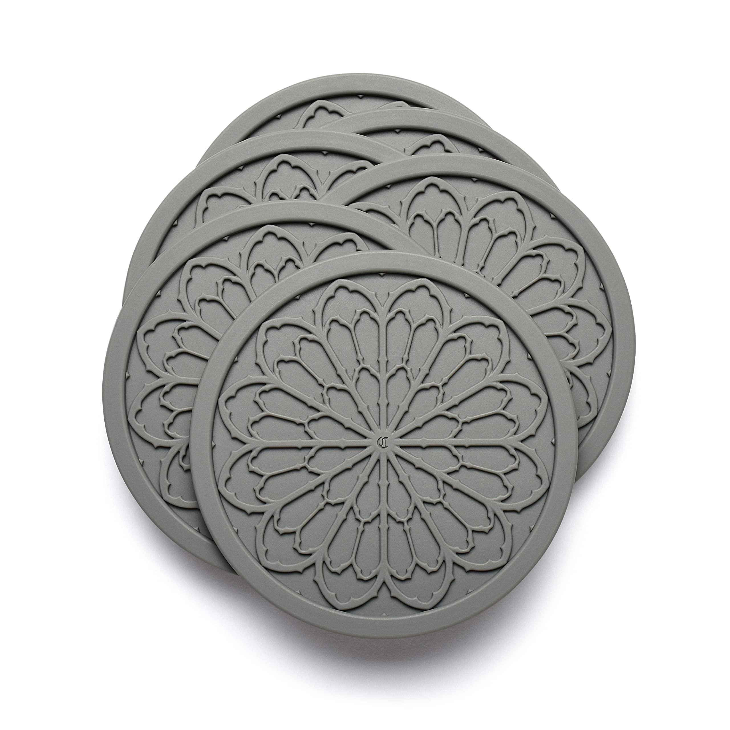 6-Pack Gray Silicone Drink Coasters - 4 Inch Non-Slip Coasters for Coffee, Wine & Beer - Aesthetic Kitchen Decor & Goth Room Accessories by COASTERFIELD - Perfect for Dining Tables, Coffee Bars & Home Decor