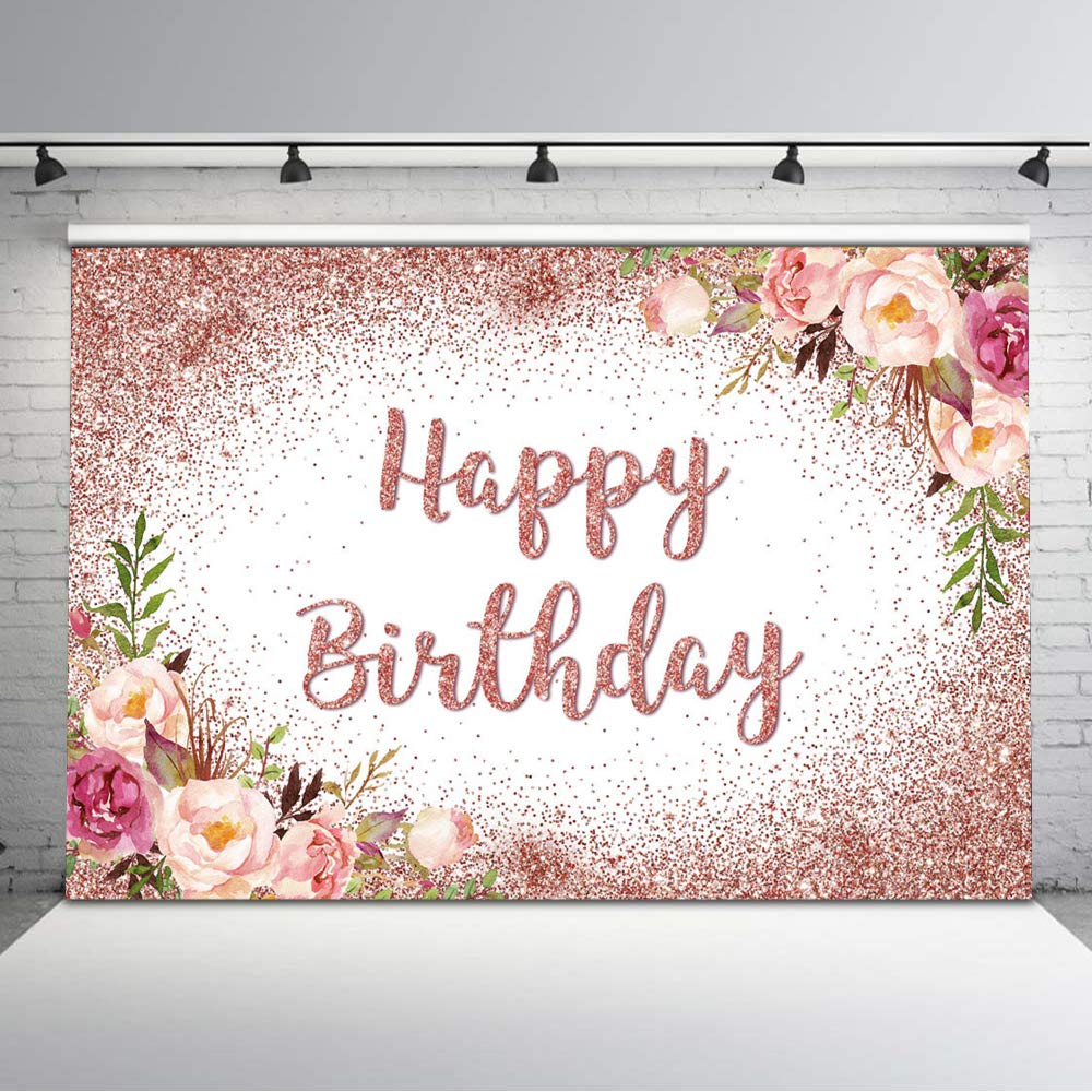 8x6ft Rose Gold Glitter Dot Vinyl Backdrop - Pink Blush Birthday Party Decor for Cake Table, Photo Booth & Personalized Celebrations | Avezano