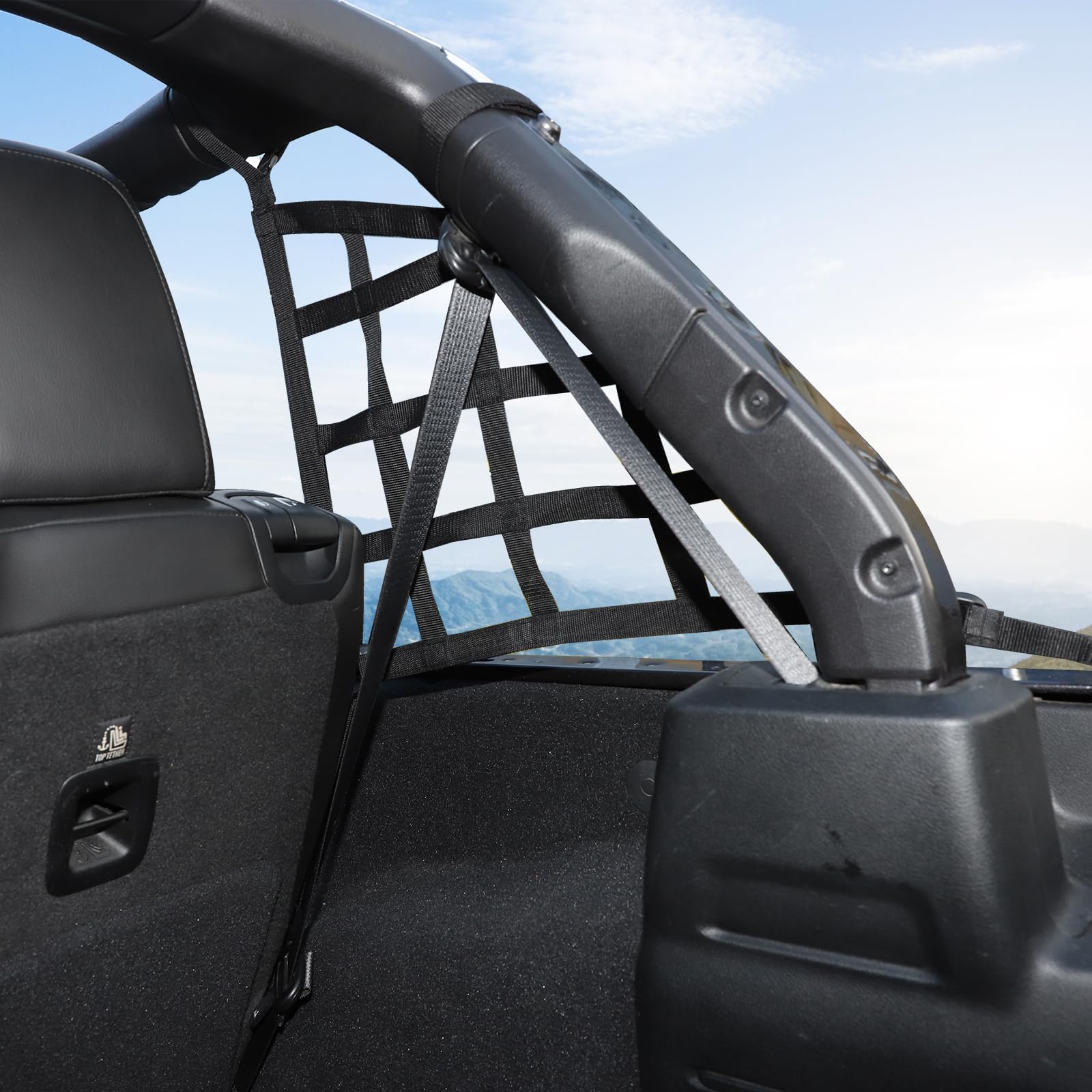 Jeep Wrangler JL JLU 4-Door Mesh Cargo Trunk Side Net Restraint - 2-Pack Black Storage Accessories for 2018+ Models | Roof Top Baggage Organizer for Camping & Off-Road Adventures