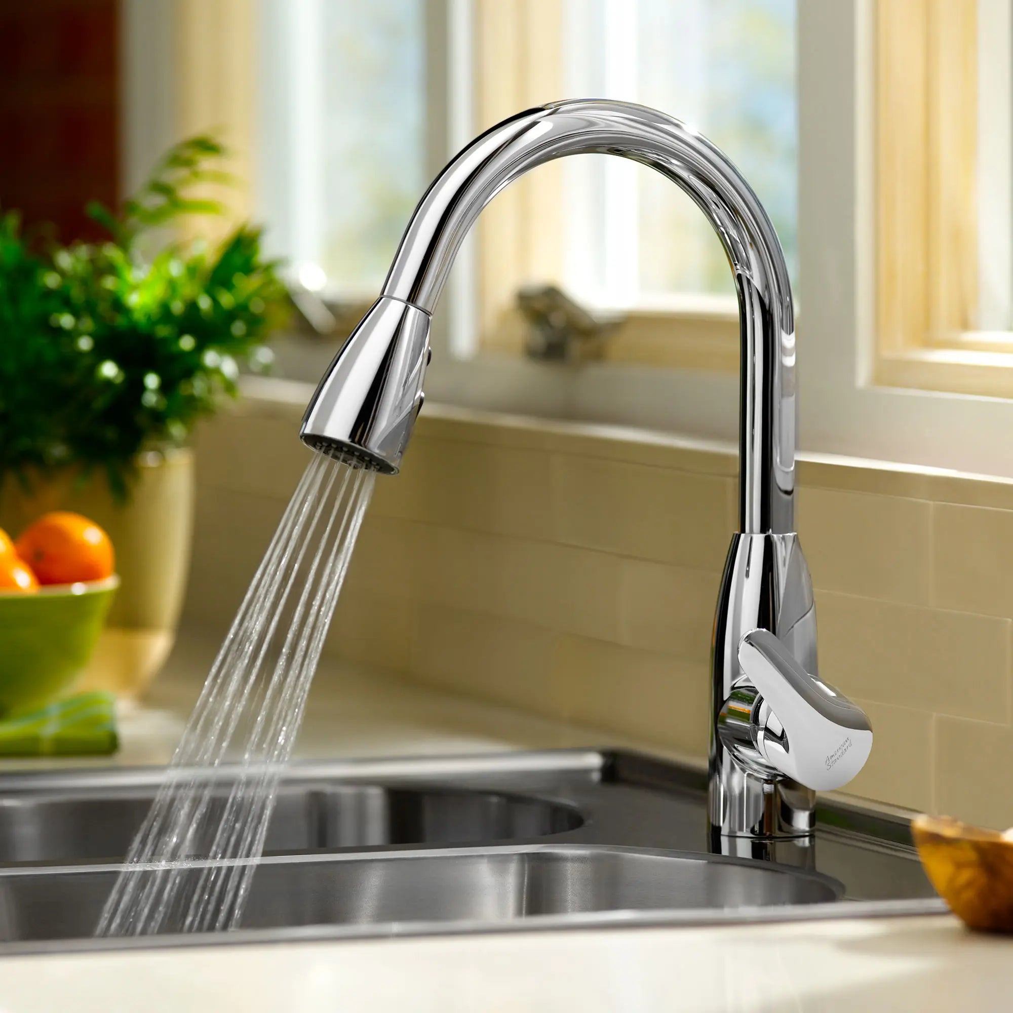 Colony® Soft Single Handle Pull Down Dual Spray Kitchen Faucet - 2.2 GPM/8.3 LPM - High Arc Brushed Nickel Sink Faucet for Modern Kitchens, Dishwashing & Food Prep
