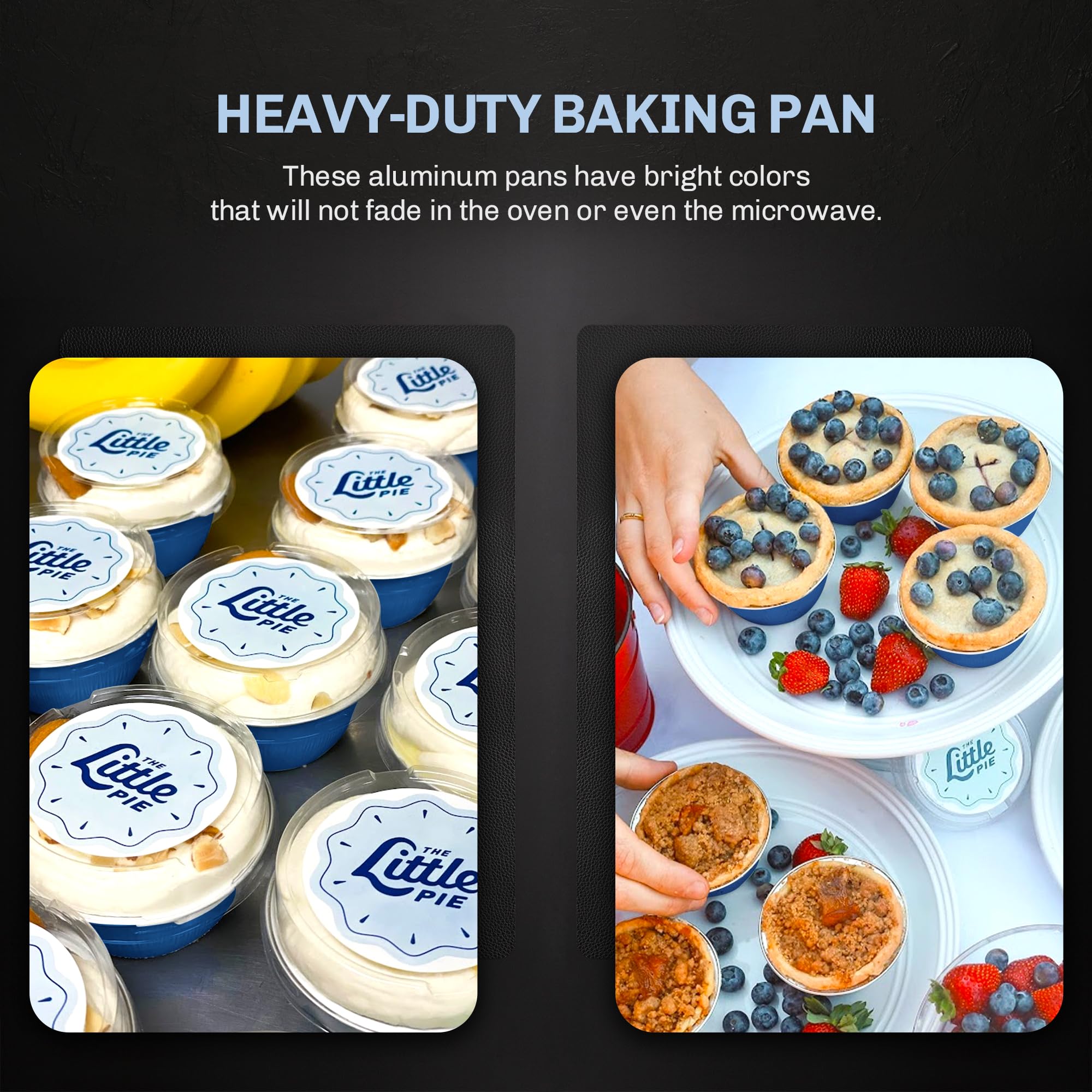 KitchenDance 4oz Disposable Colored Aluminum Baking Cups with Lids - 1000 Pack Blue Stackable Foil Pans for Creme Brulee, Flan, Cupcakes - Perfect for Baking, Cooking, Meal Prep & Party Desserts